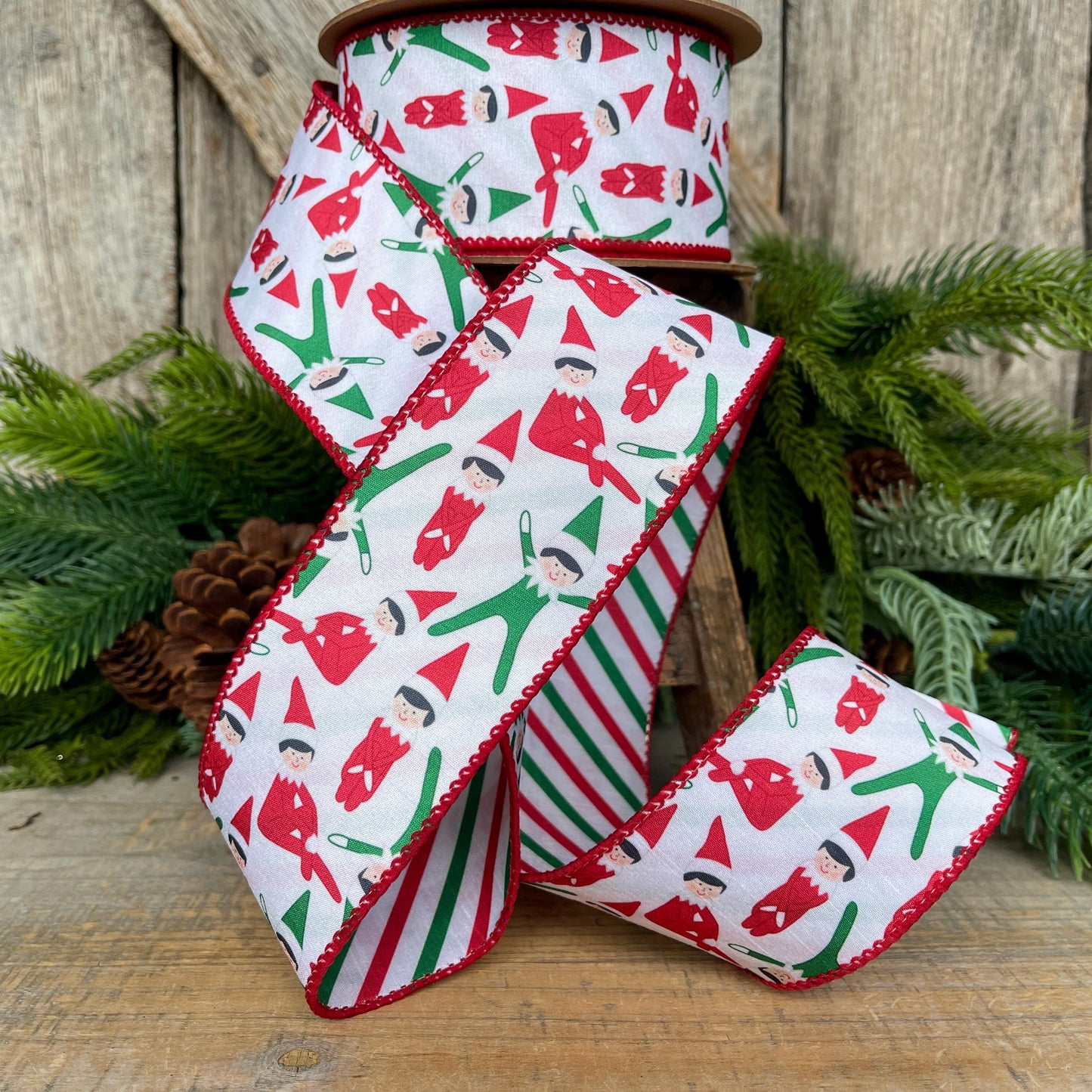 2.5" Elf Ribbon, Christmas Ribbon, Christmas Tree Elf Ribbon
