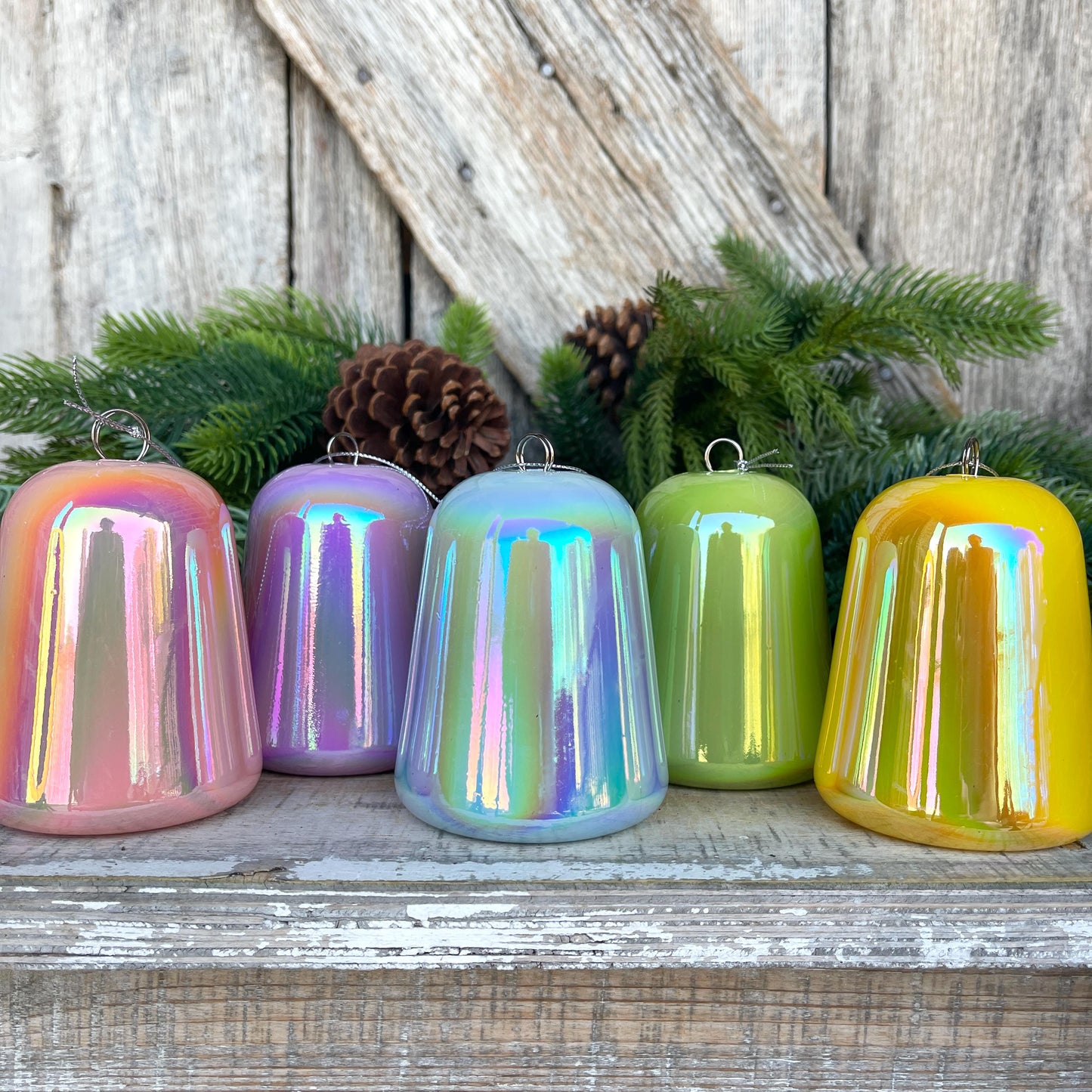 Set of 5 Gumdrop Iridescent Ornaments, Shatterproof Ornaments, Candy Ornaments