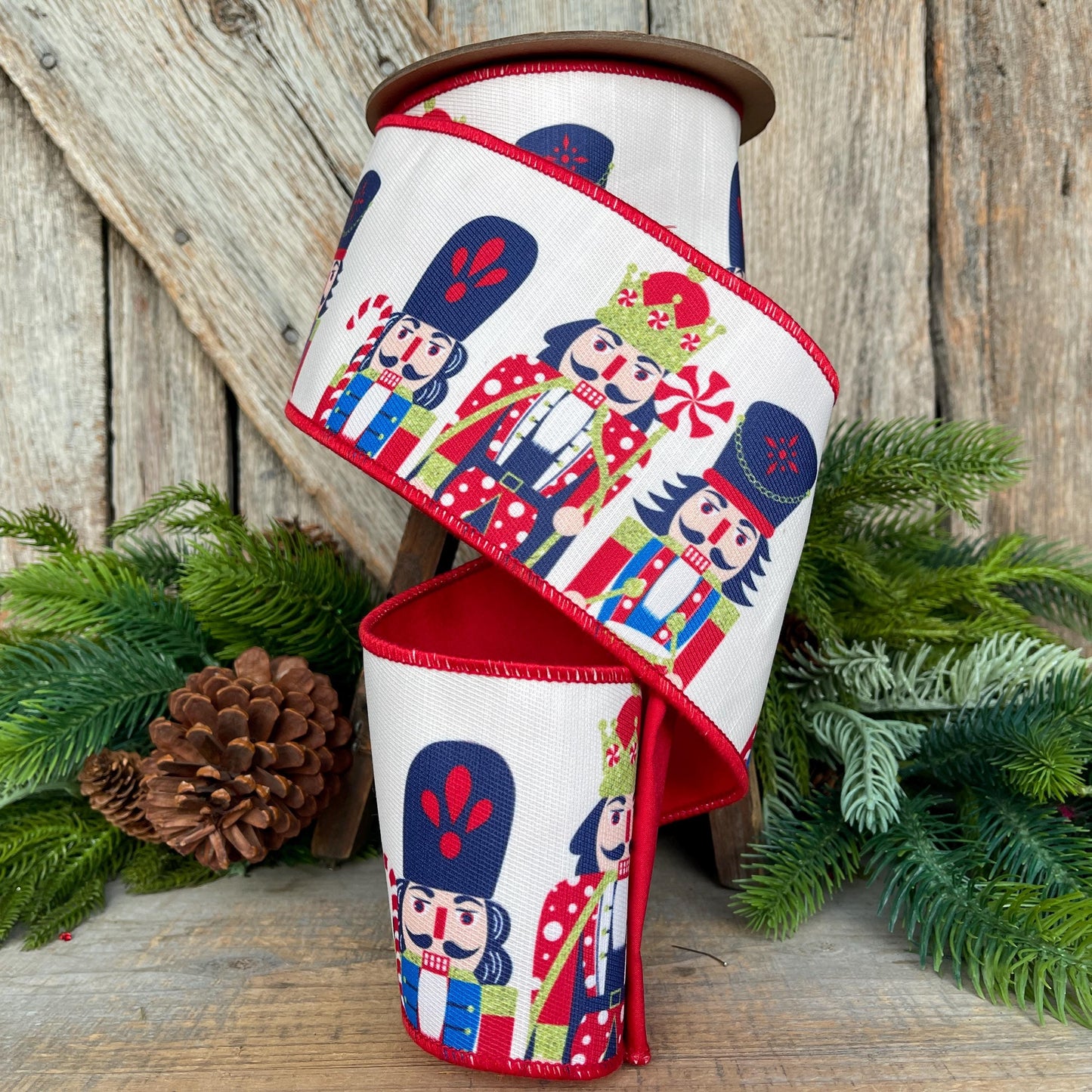 4" Nutcracker Ribbon, Christmas Nutcracker Decor, RIbbon with Nutcrackers