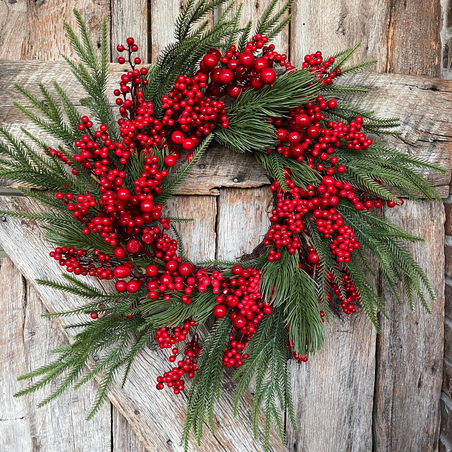 24" Christmas Red Berry Wreath, Cranberry Wreath, Red Wreath
