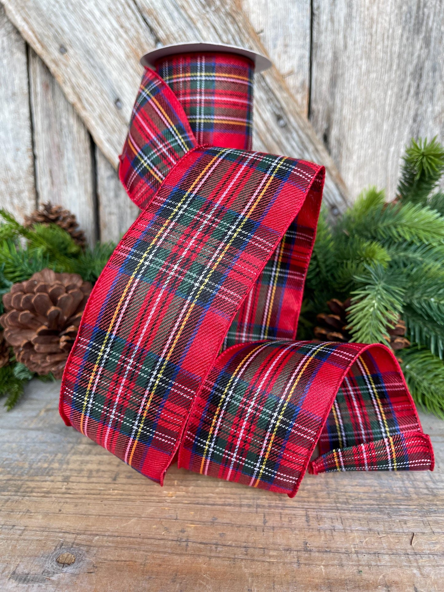 2.5" Traditional CHristmas Plaid, RIbbon for Treee, Red Christmas Plaid Ribbon