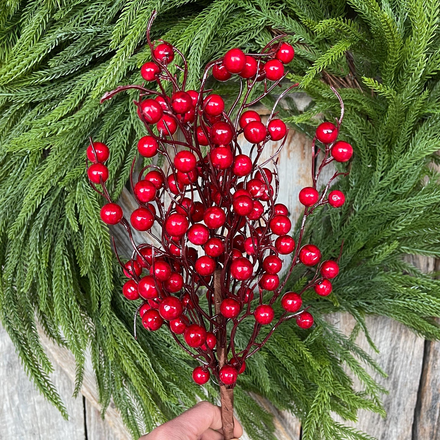 20" Red Berry Bush, Christmas Berries Stem, Christmas Tree Berries