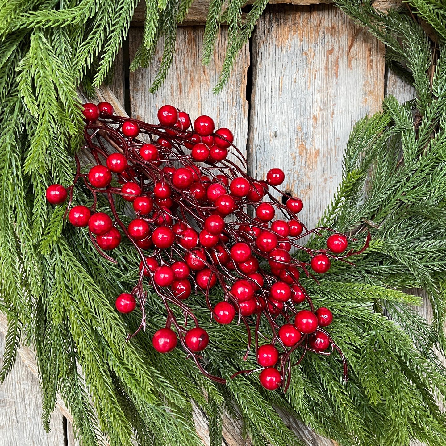 20" Red Berry Bush, Christmas Berries Stem, Christmas Tree Berries