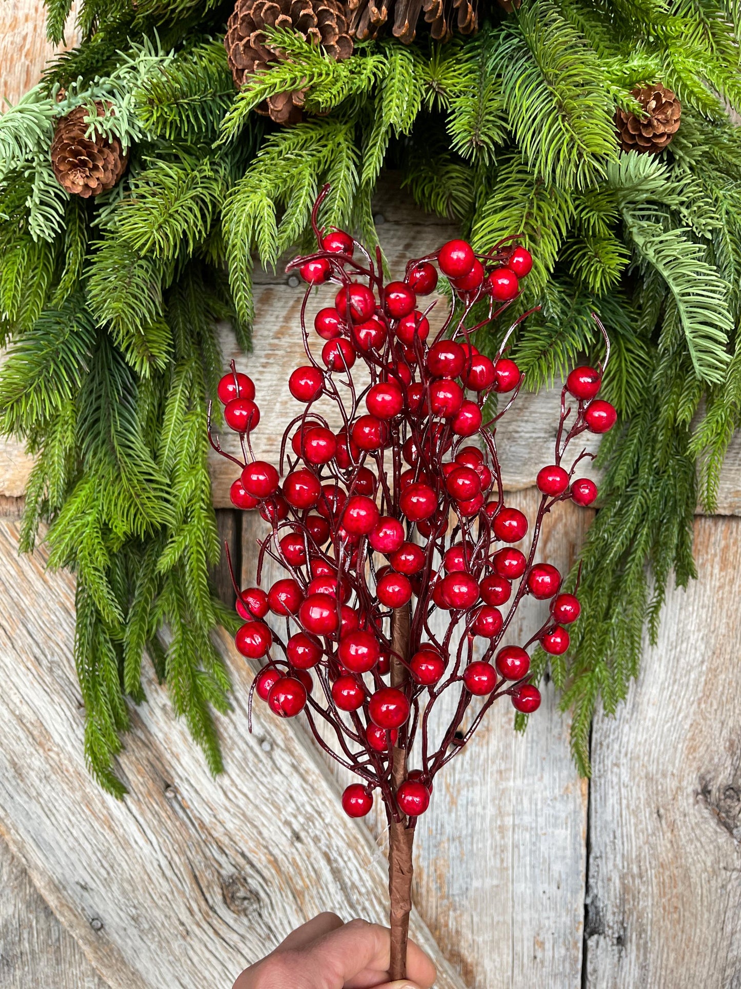 20" Red Berry Bush, Christmas Berries Stem, Christmas Tree Berries
