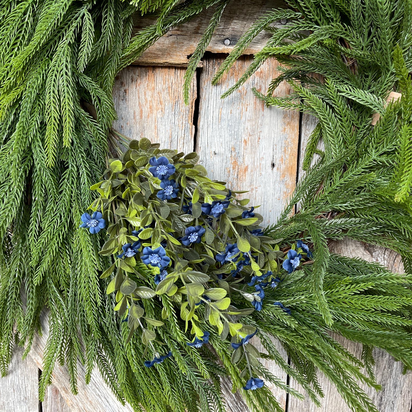16" Blue Floral Bush, Blue Flower Bush, Fall Floral
