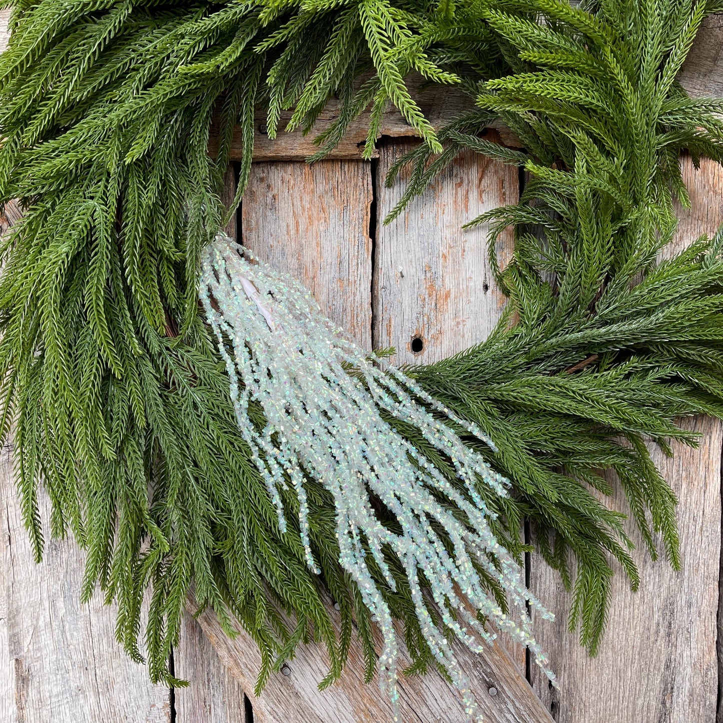 33" White Iridescent Twig Spray, Christmas Tree Topper Spray