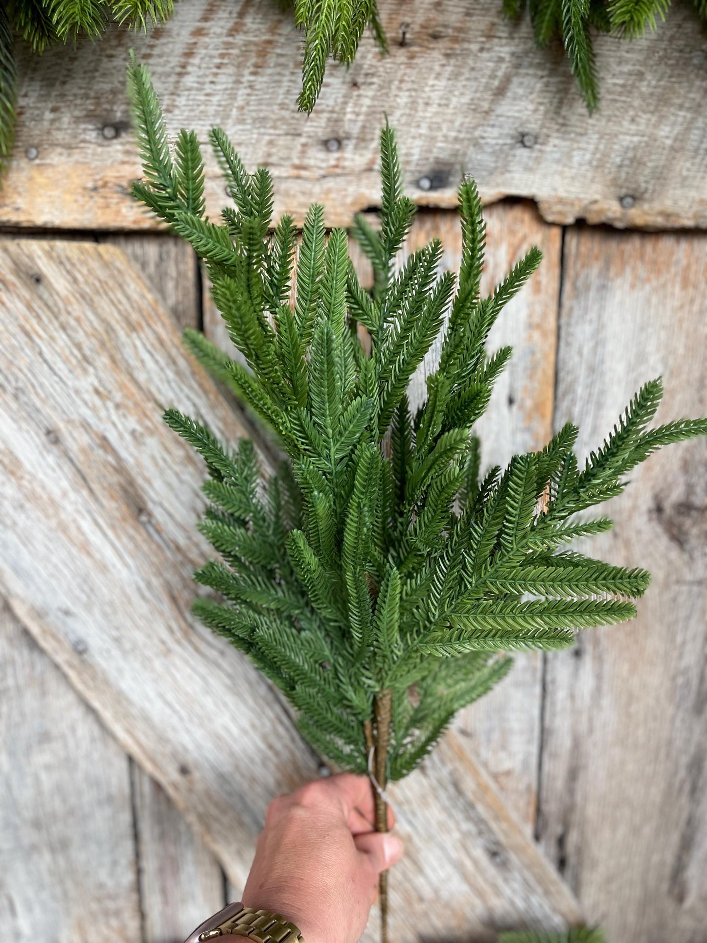 27" Norfolk Pine Spray, Real Touch Norfold Pine, Artificial Pine Spray