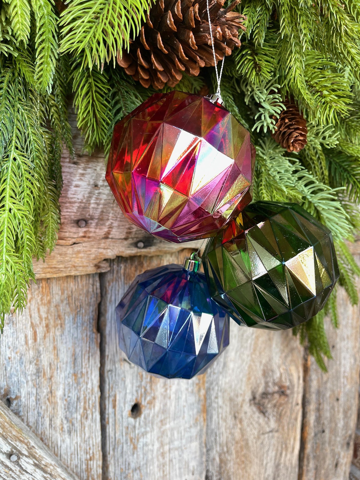 Iridescent Christmas Ball Ornaments - Multicolor Shatterproof Set of 3