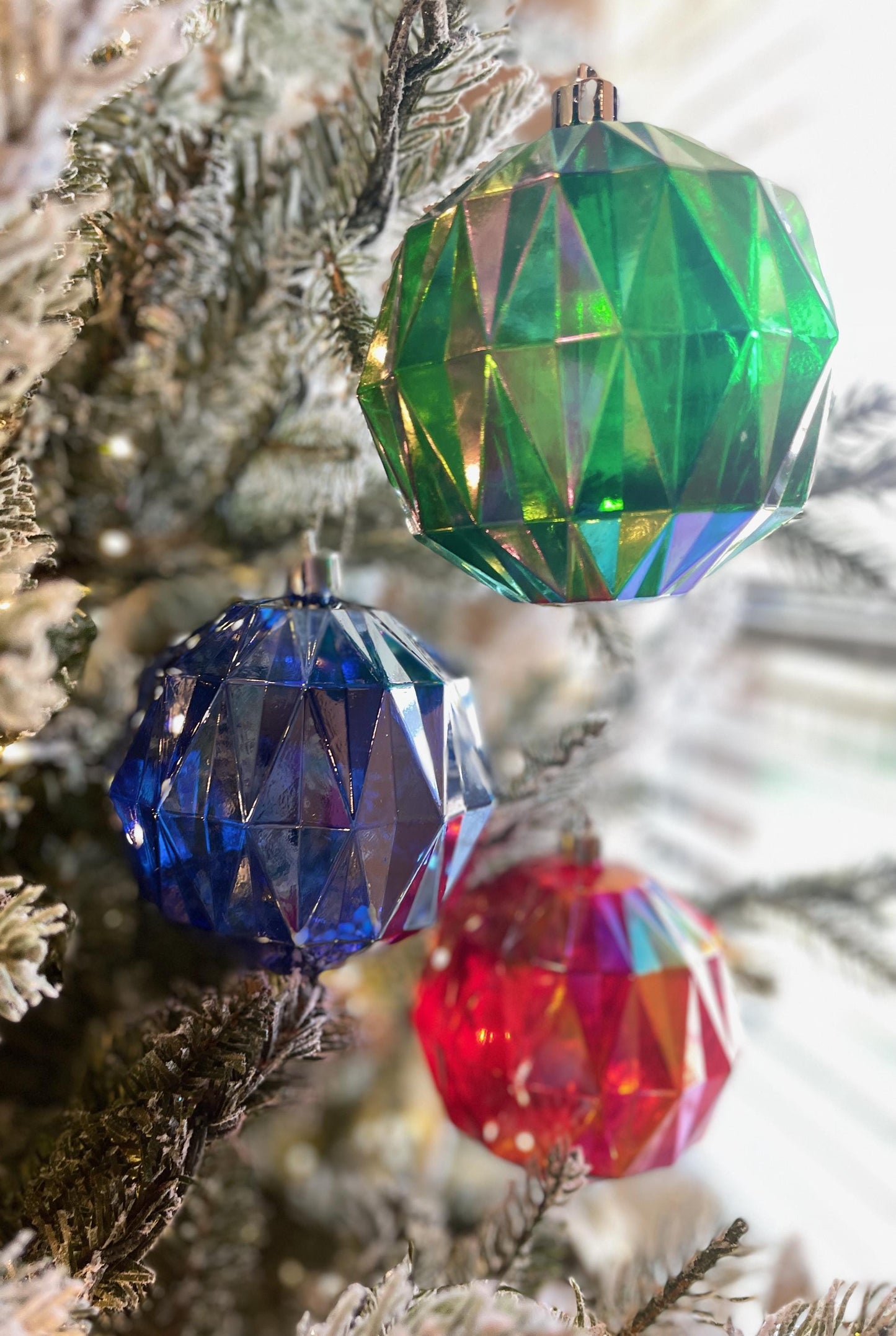 Iridescent Christmas Ball Ornaments - Multicolor Shatterproof Set of 3