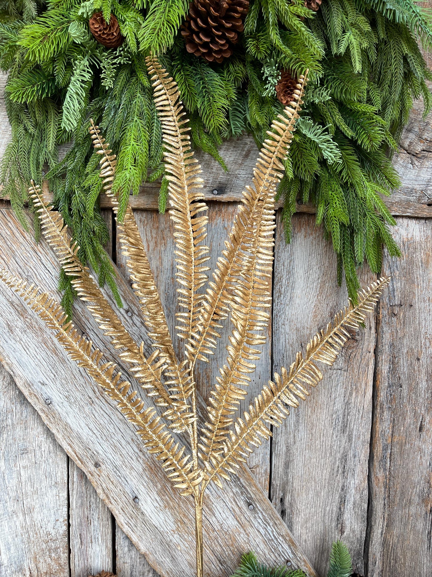 GoldFern Spray, Gold Christmas Tree Spray - 40" Gold Leaf Floral