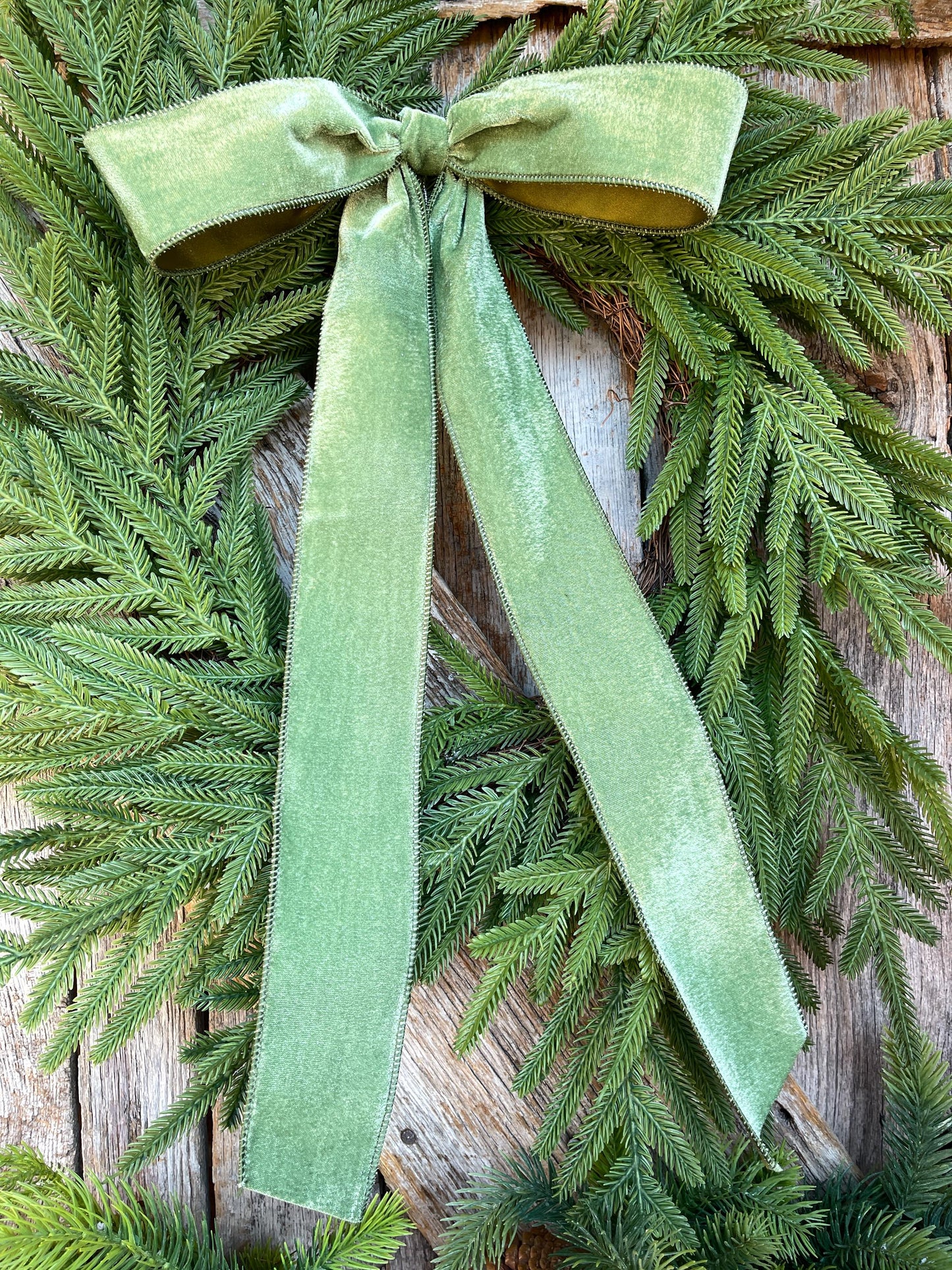 18" Olive Green Velvet Bow, Wreath Bow, Christmas Bow