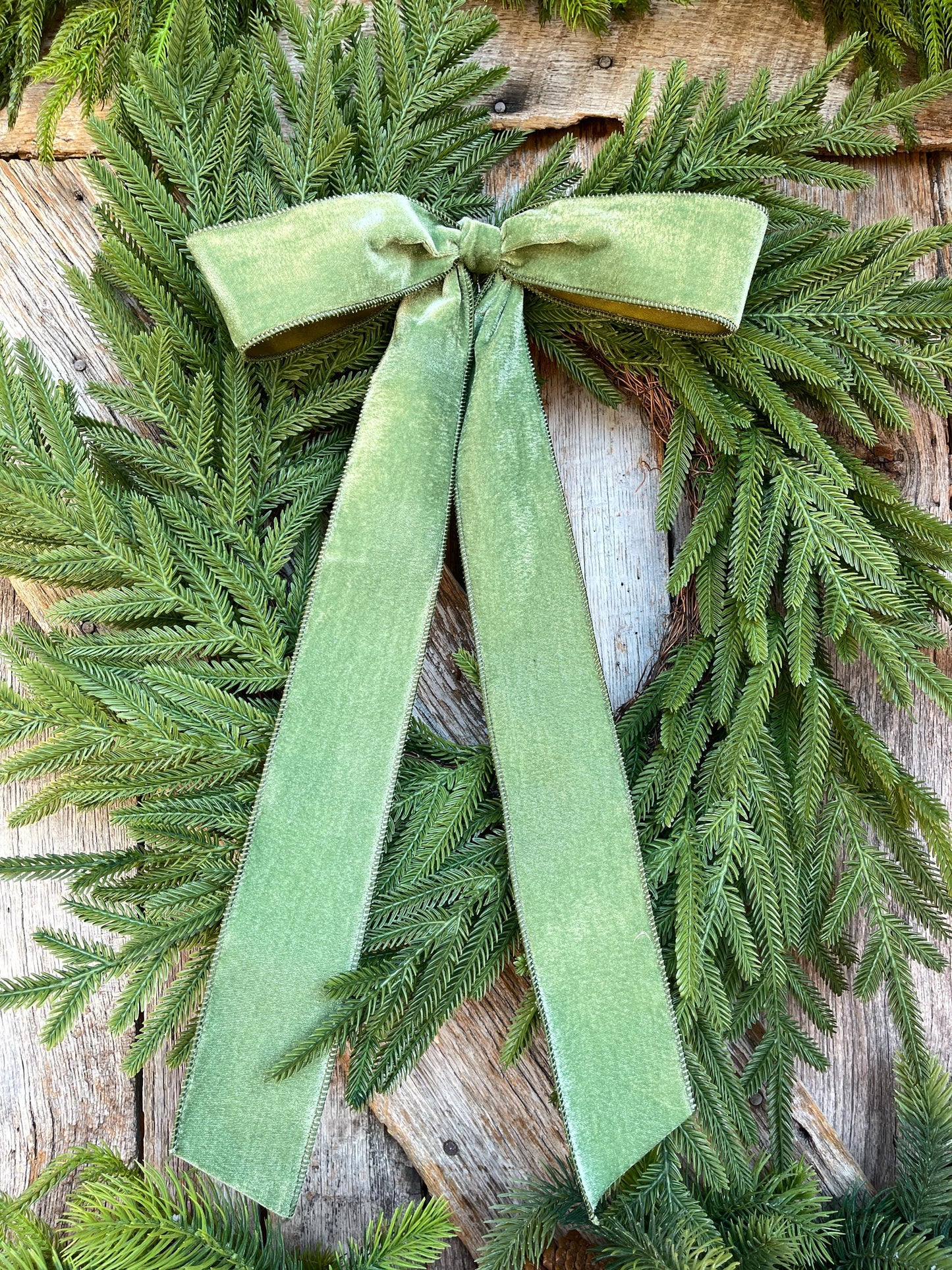 18" Olive Green Velvet Bow, Wreath Bow, Christmas Bow