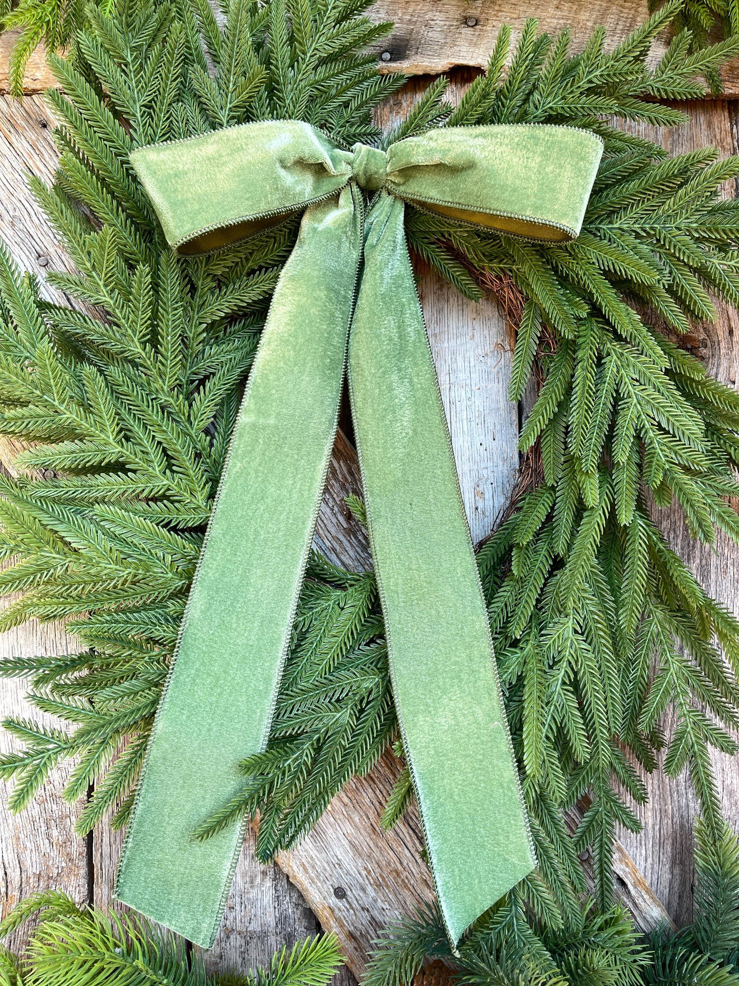 18" Olive Green Velvet Bow, Wreath Bow, Christmas Bow