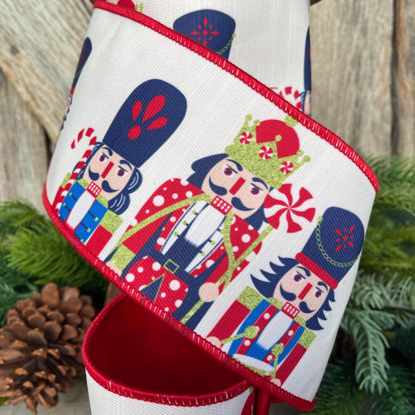 4" Nutcracker Ribbon, Christmas Nutcracker Decor, RIbbon with Nutcrackers