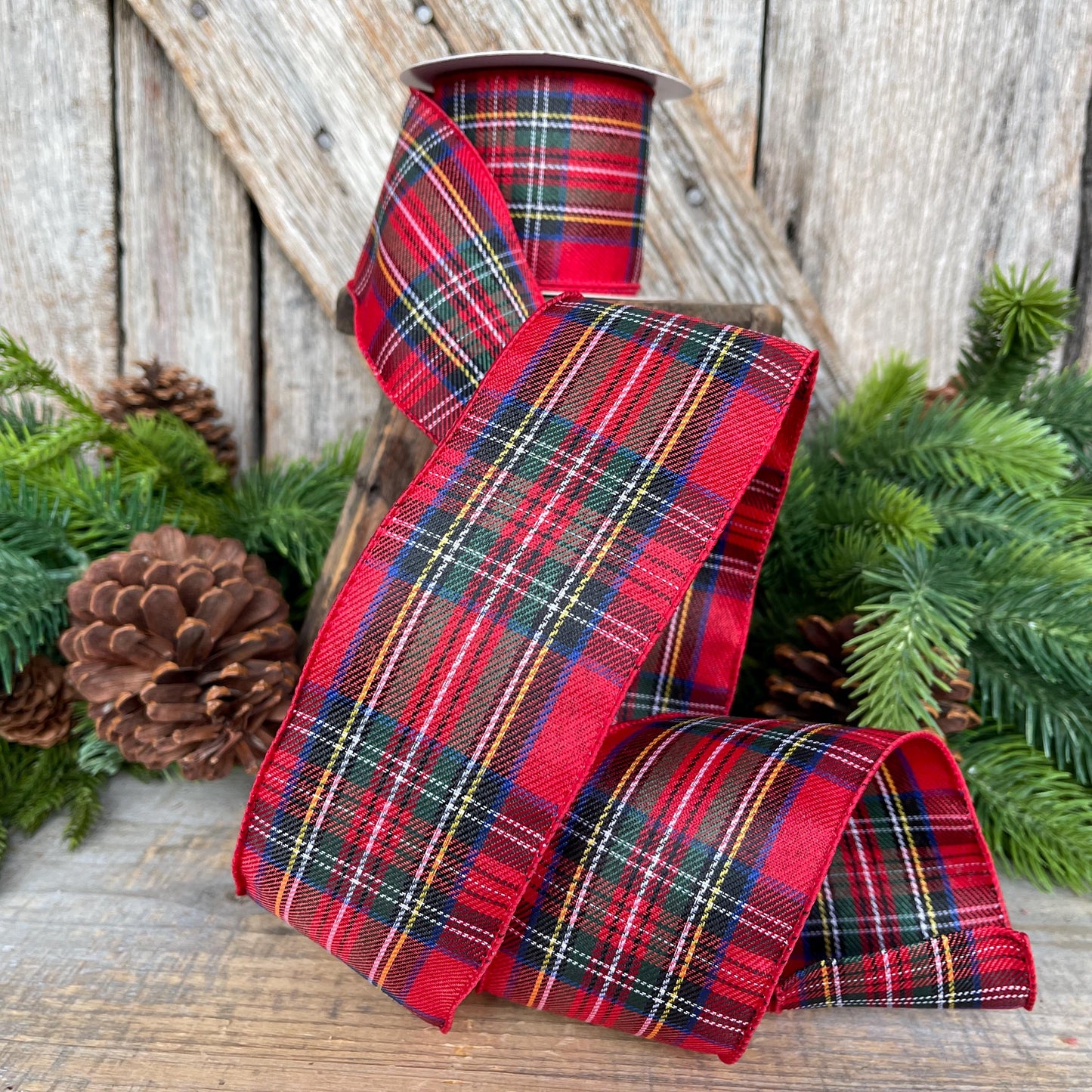 2.5" Traditional CHristmas Plaid, RIbbon for Treee, Red Christmas Plaid Ribbon
