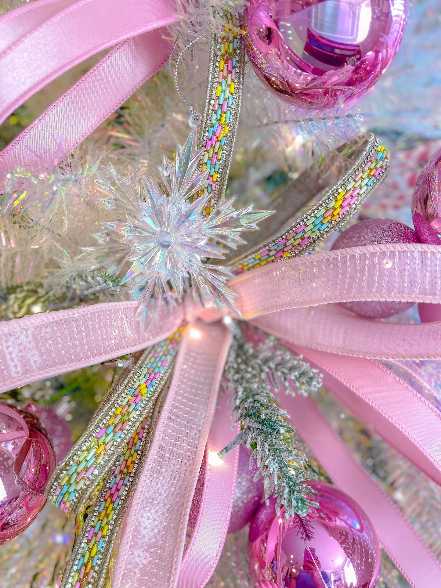 1" Pink Sequin Ribbon, Wired Ribbon