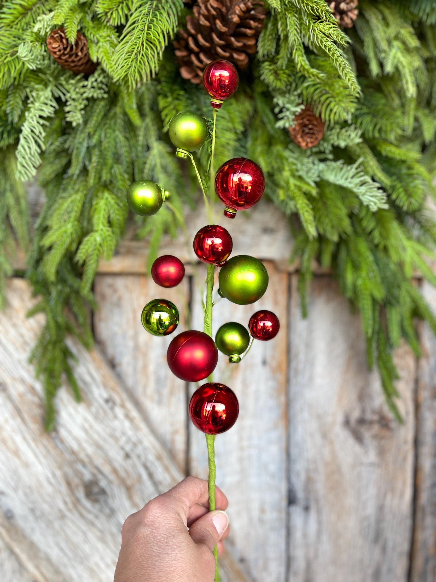 16" Ornament Ball Pick, Red Green Ball Pick, Ornament Pick