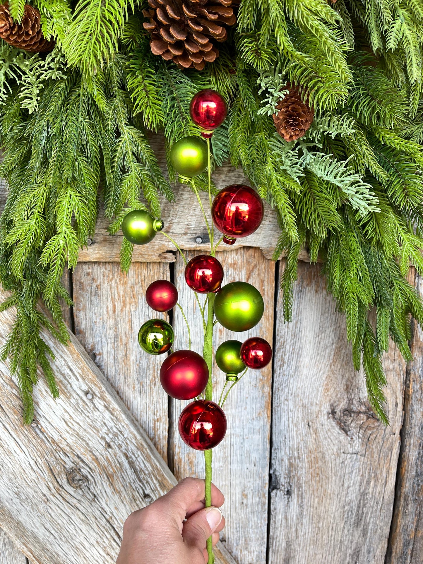 16" Ornament Ball Pick, Red Green Ball Pick, Ornament Pick