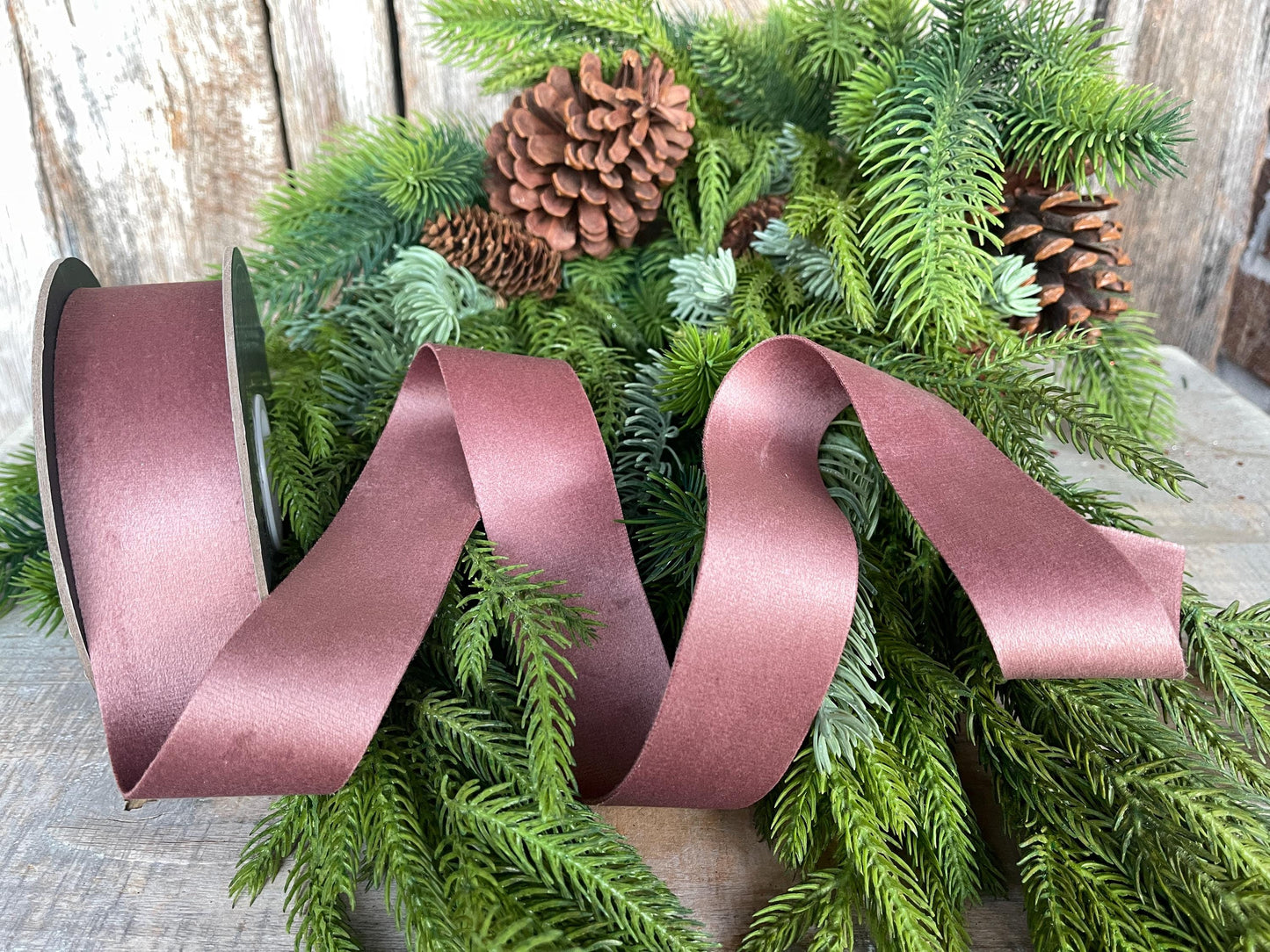 1.5" Pecan Brown Velvet, Double Faced Velvet Ribbon, Unwired Velvet Ribbon