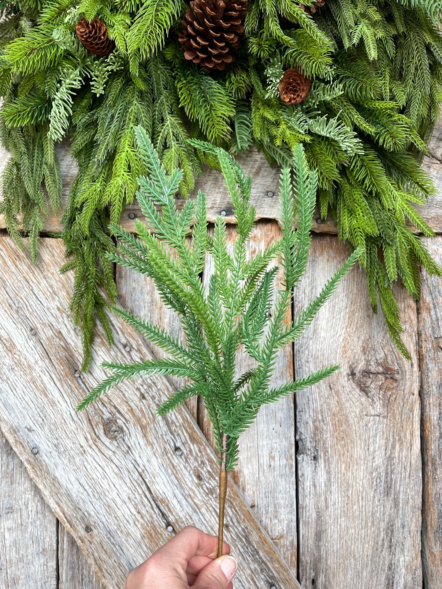 20" Norfolk Pine Spray, Real Touch Norfolk Pine, Artificial Pine Spray, Christmas Greenery