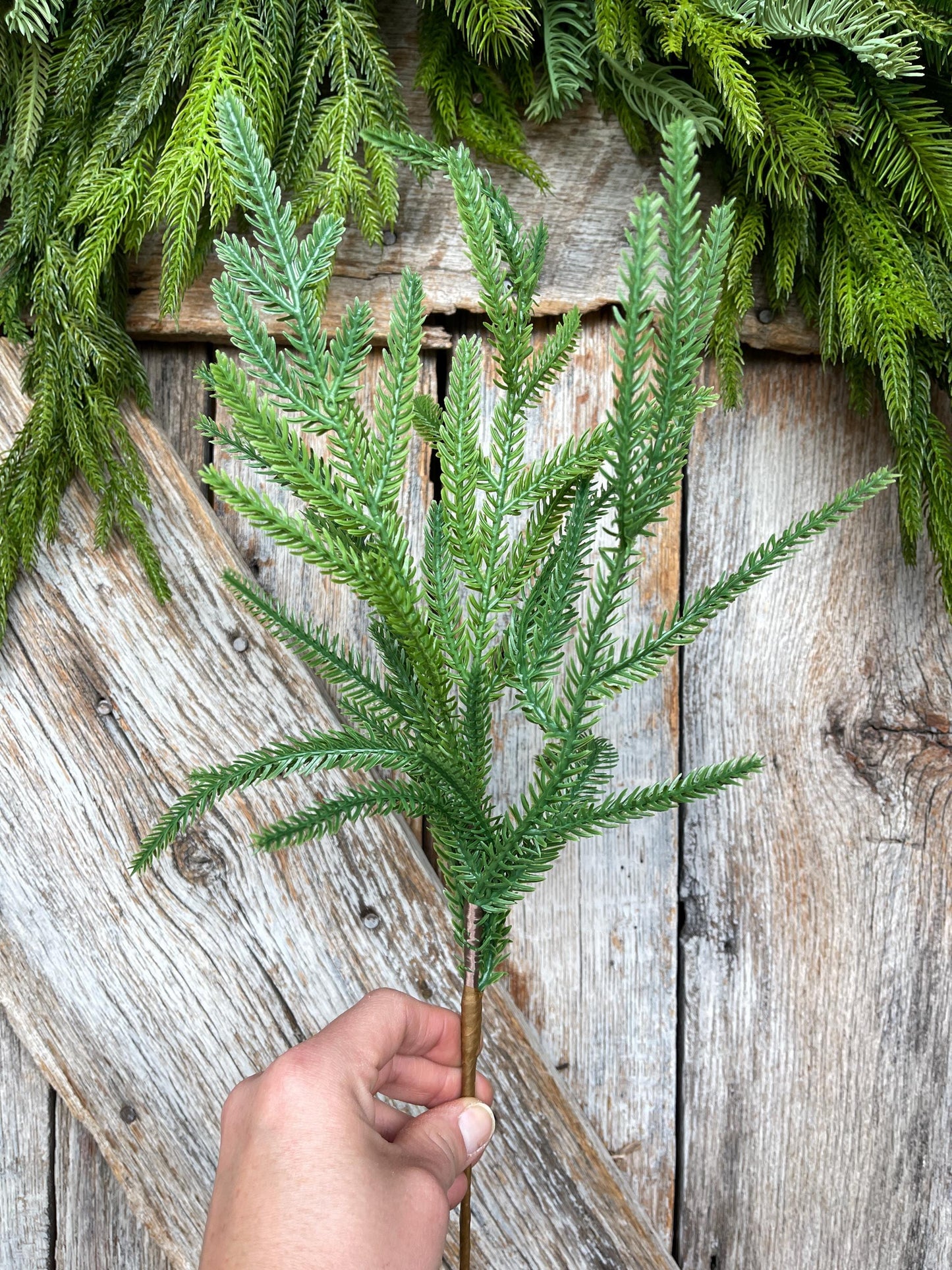 20" Norfolk Pine Spray, Real Touch Norfolk Pine, Artificial Pine Spray, Christmas Greenery