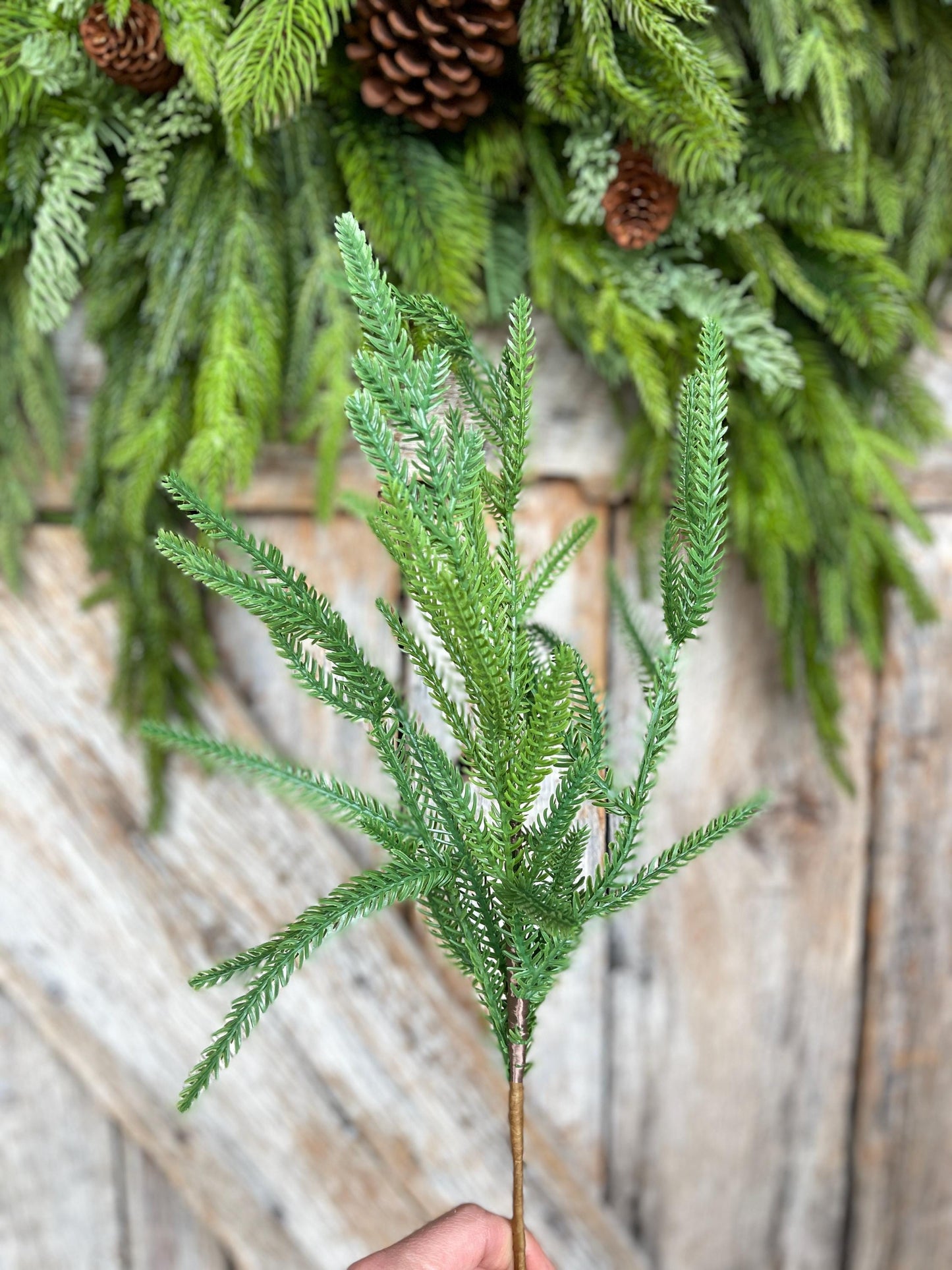 20" Norfolk Pine Spray, Real Touch Norfolk Pine, Artificial Pine Spray, Christmas Greenery