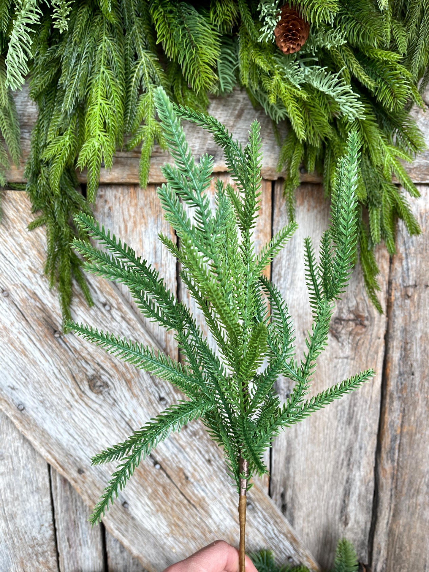 20" Norfolk Pine Spray, Real Touch Norfolk Pine, Artificial Pine Spray, Christmas Greenery