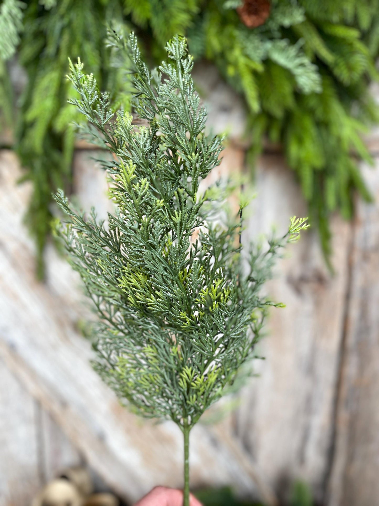 20" Cedar Pine Spray, Real Touch Cedar Pine, Artificial Pine Spray, Christmas Greenery