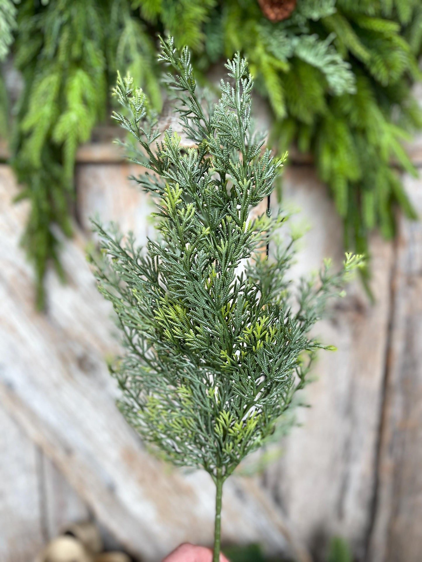 20" Cedar Pine Spray, Real Touch Cedar Pine, Artificial Pine Spray, Christmas Greenery