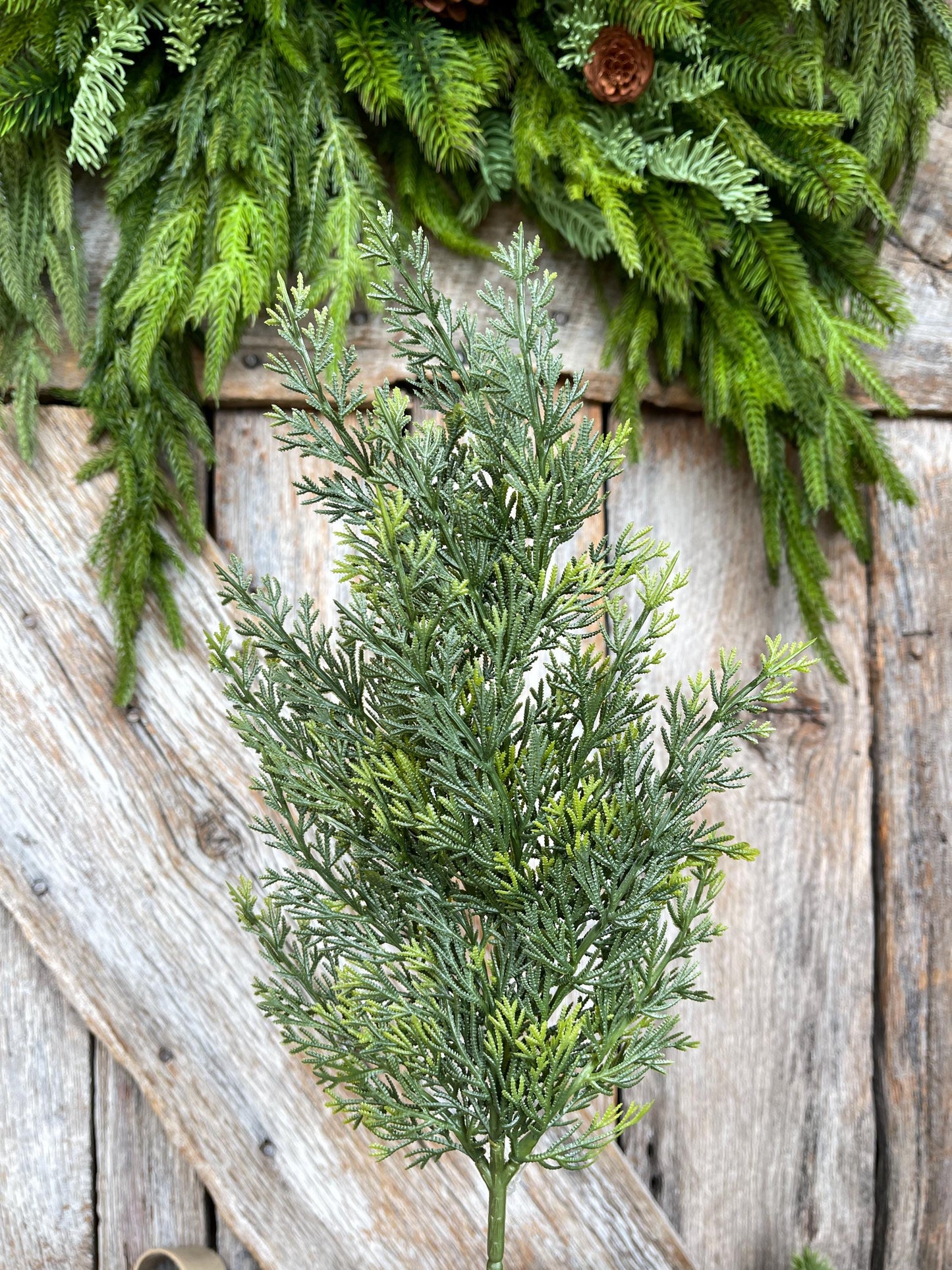 20" Cedar Pine Spray, Real Touch Cedar Pine, Artificial Pine Spray, Christmas Greenery