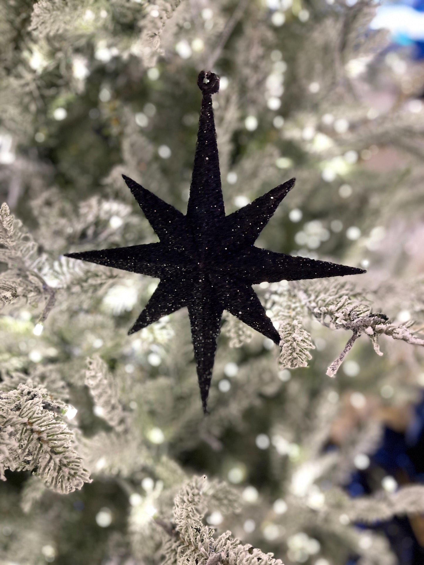 8" Black Bethlehem Star Ornament, Black Star Ornament