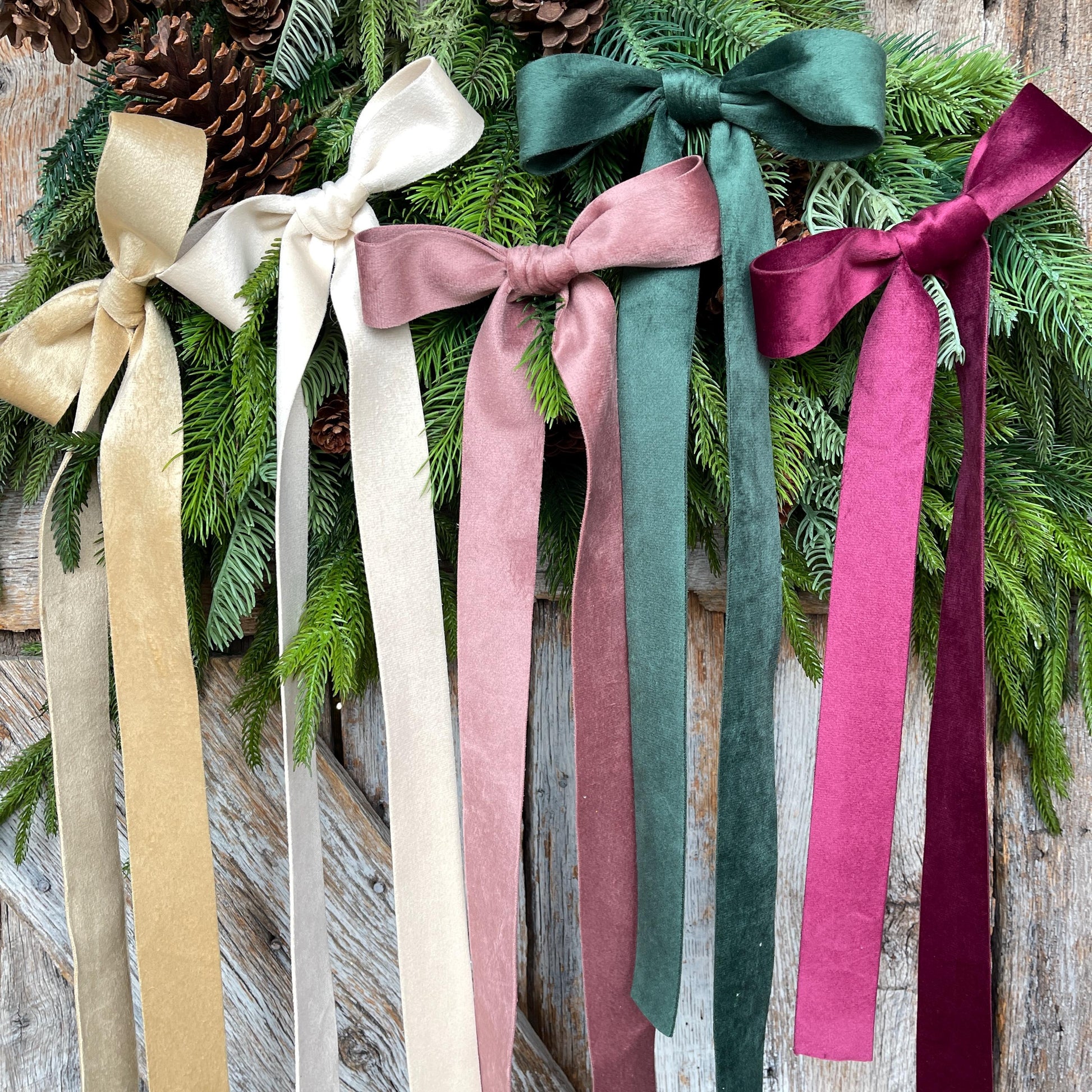 1.5" Forest Green Velvet Ribbon, Double Faced Velvet Ribbon, Unwired Velvet Ribbon