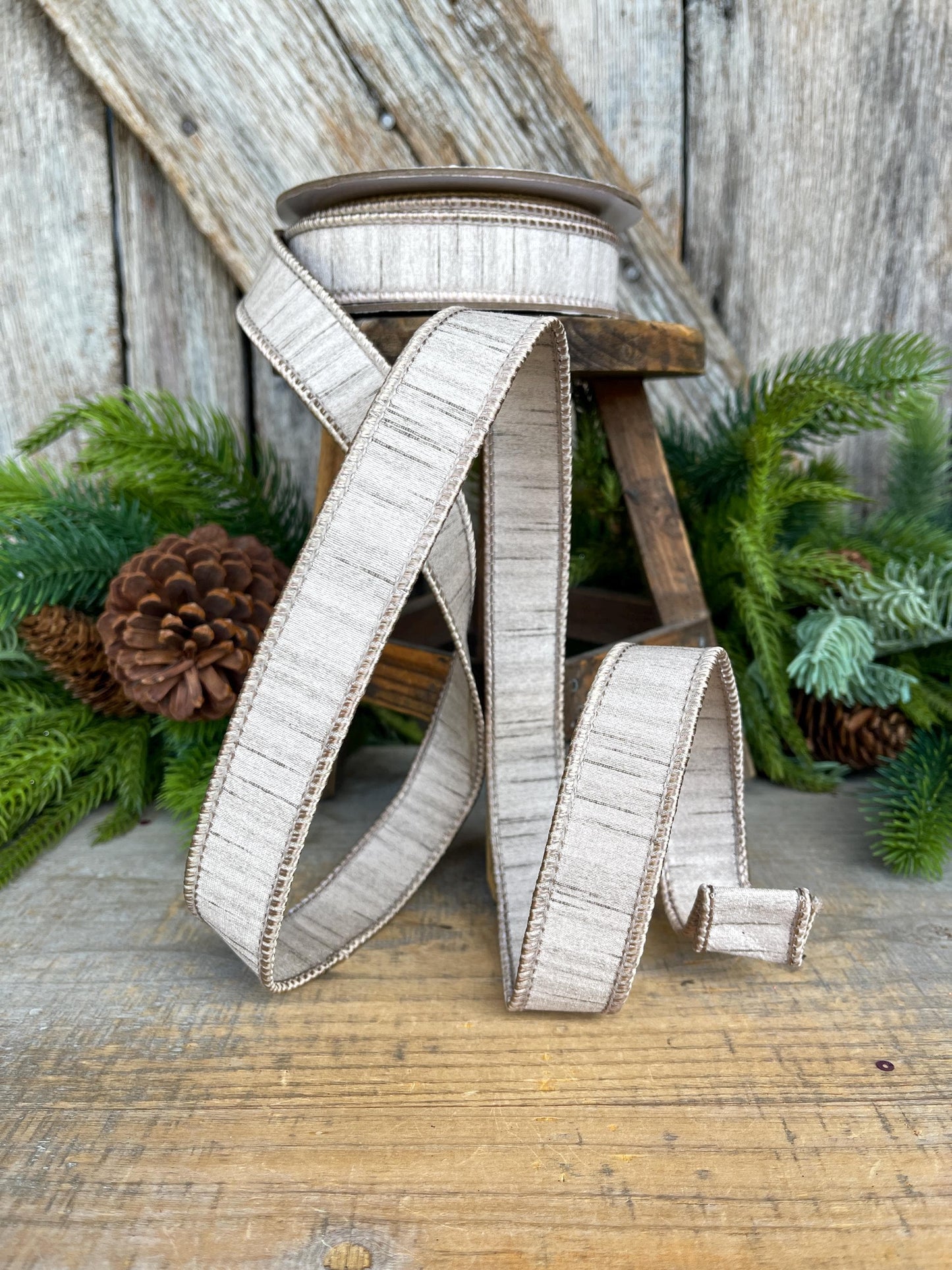 1” Champagne Gold Ribbon, Farrisilk ribbon, Shimmering Silk ribbon, Christmas Ribbon, RK879-93