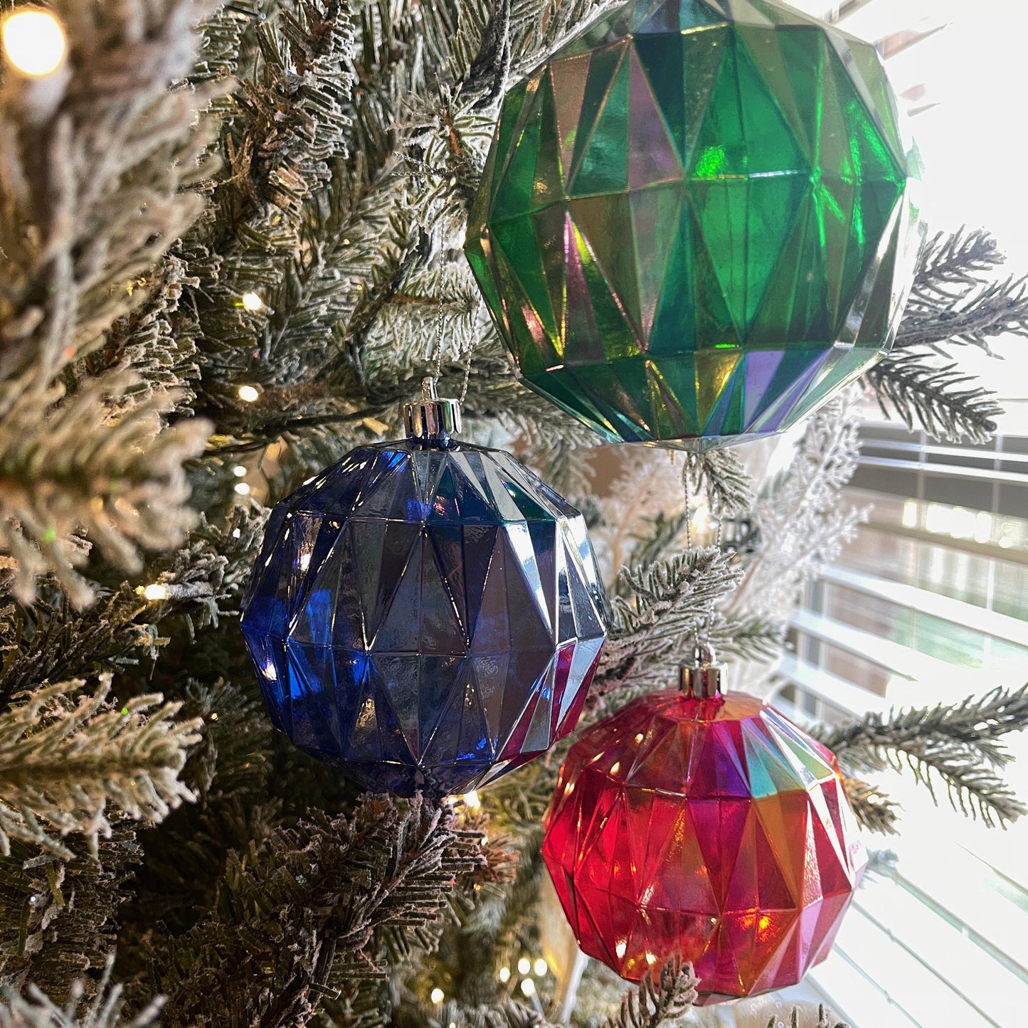 Iridescent Christmas Ball Ornaments - Multicolor Shatterproof Set of 3