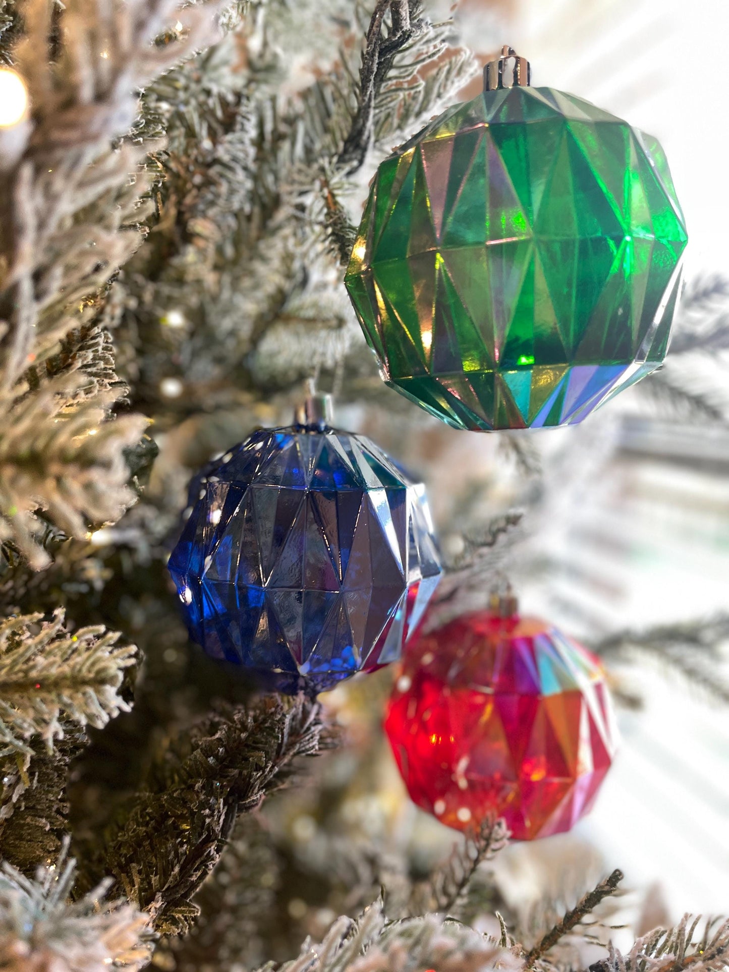 Iridescent Christmas Ball Ornaments - Multicolor Shatterproof Set of 3