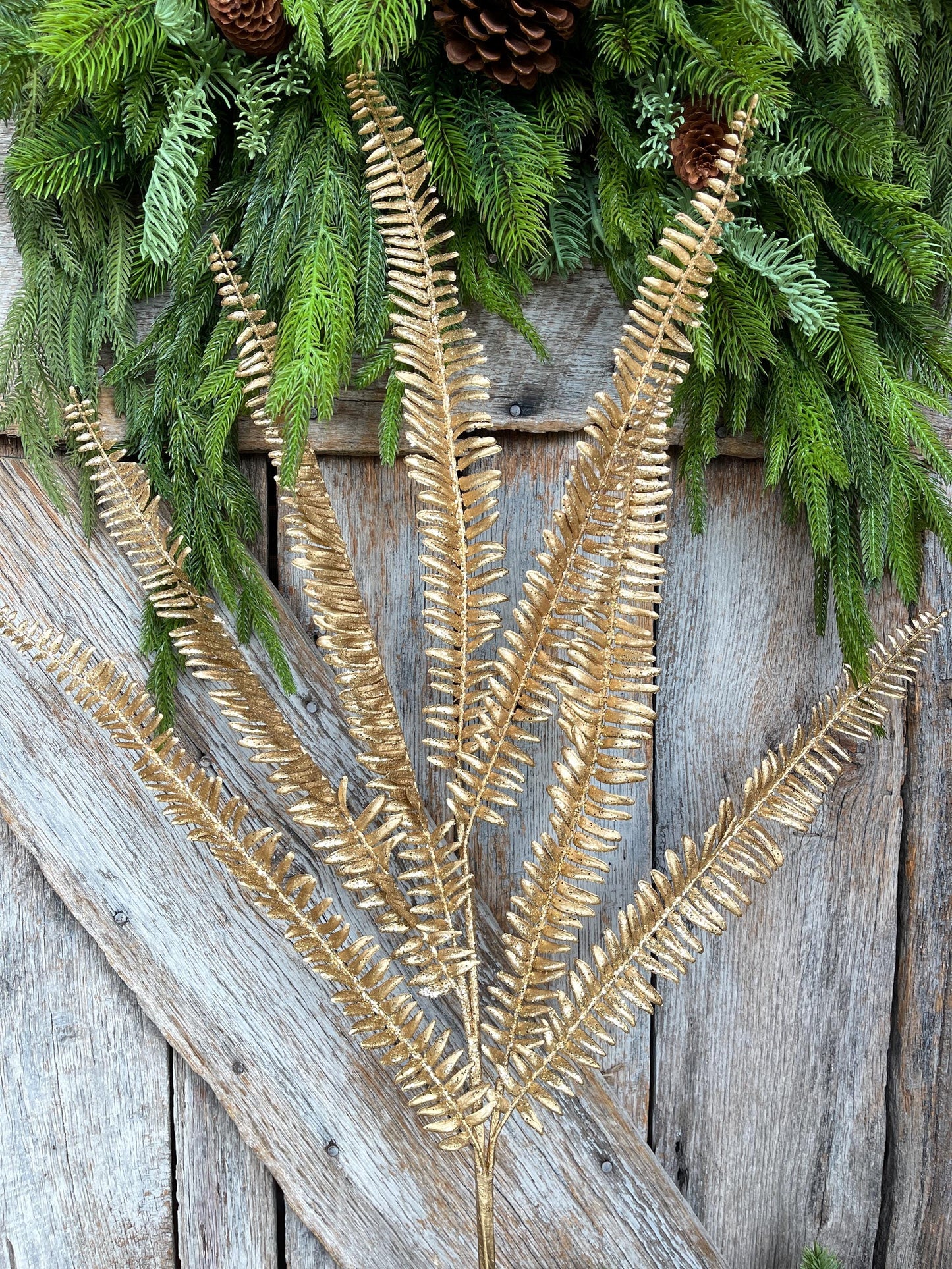 GoldFern Spray, Gold Christmas Tree Spray - 40" Gold Leaf Floral