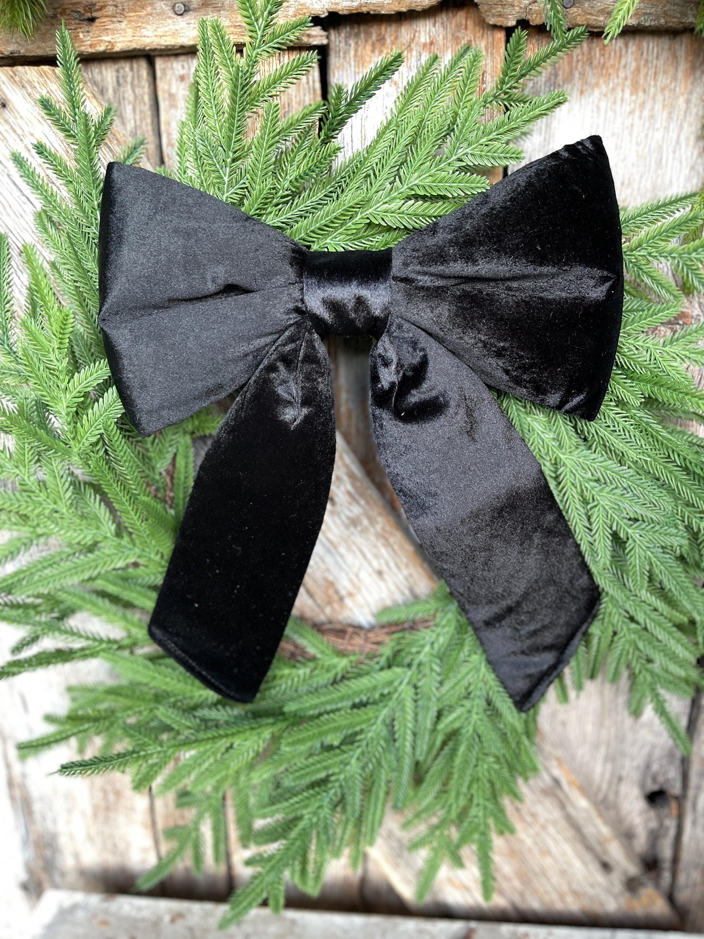 12" x 16" Black Velvet Bow, Black Christmas Bow, Velvet Bow