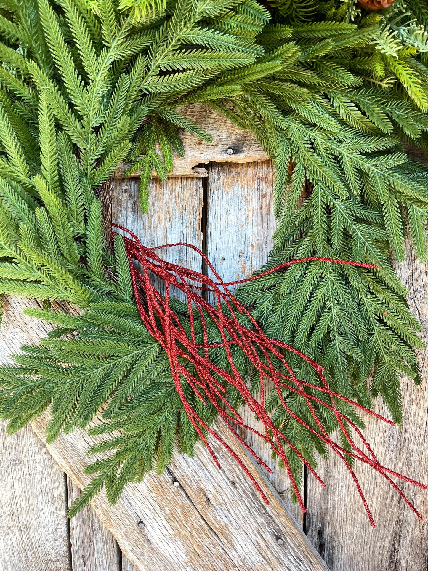 30" Red Glitter Twig Christmas Spray, Christmas Tree Topper Spray