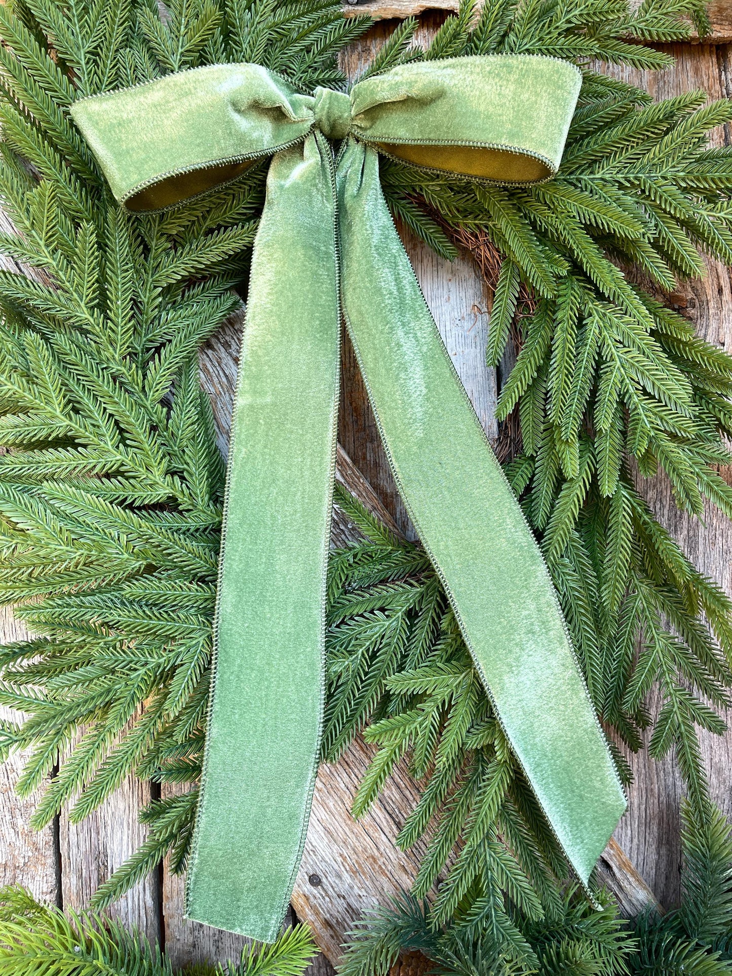 18" Olive Green Velvet Bow, Wreath Bow, Christmas Bow