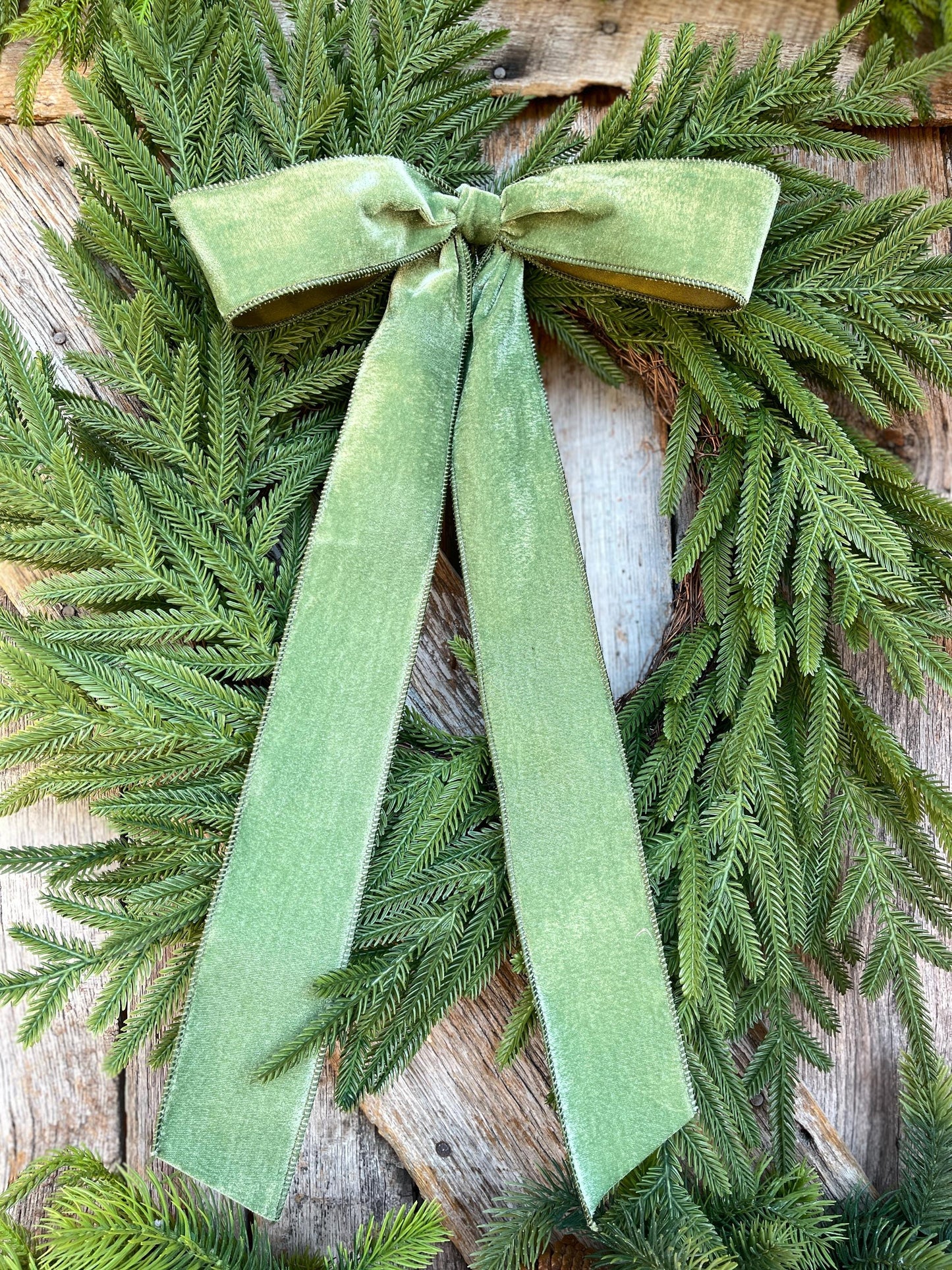 18" Olive Green Velvet Bow, Wreath Bow, Christmas Bow
