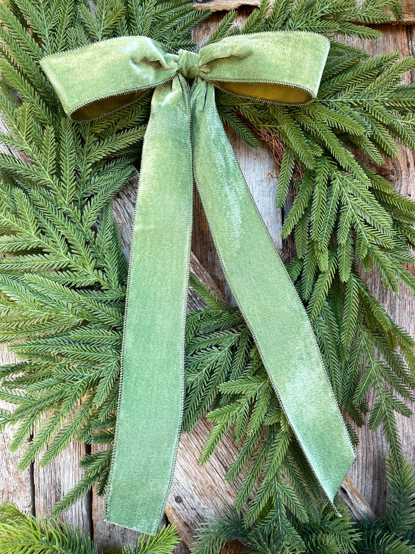 18" Olive Green Velvet Bow, Wreath Bow, Christmas Bow