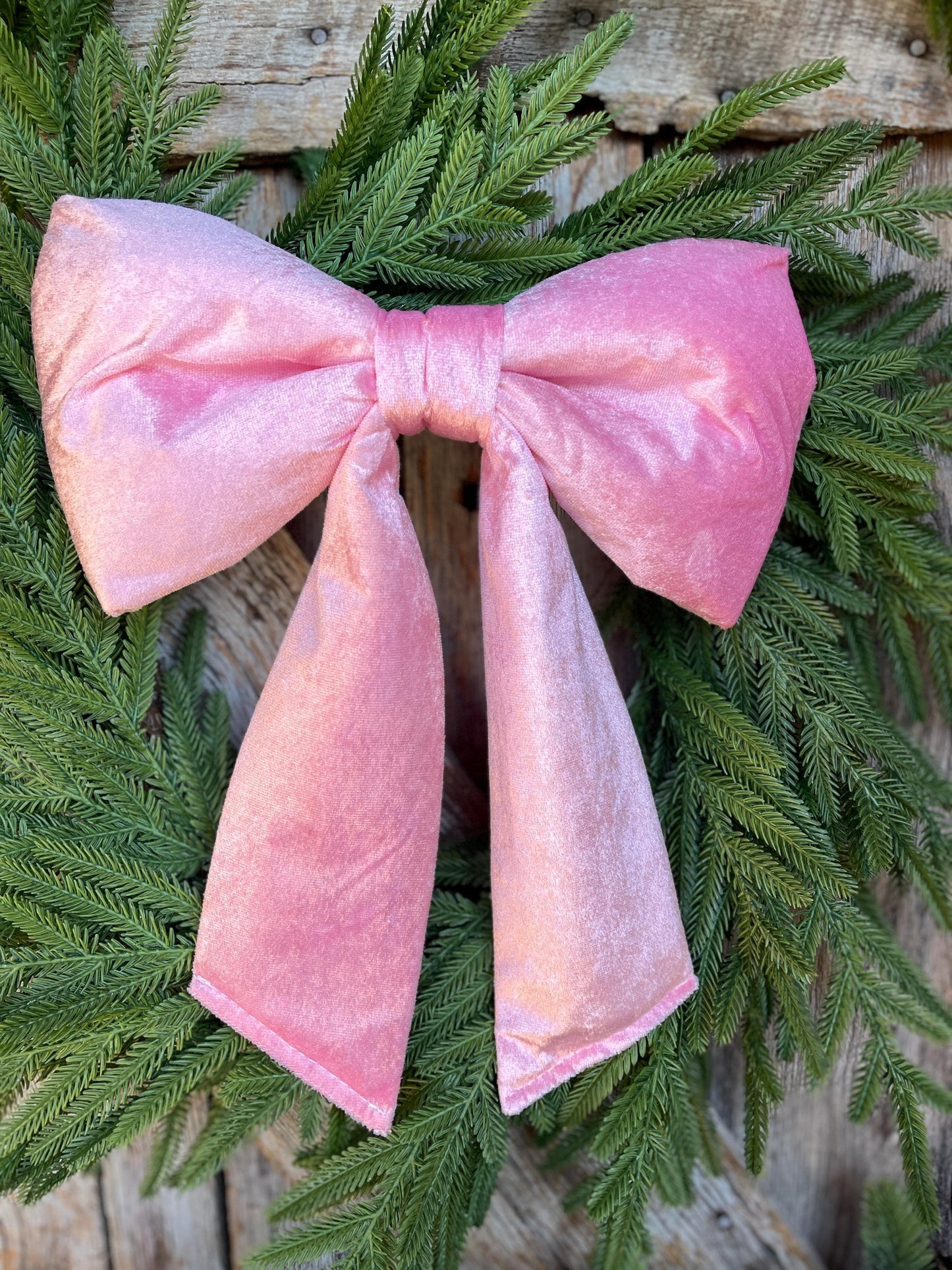 12" x 16" Pink Velvet Bow, Pink Christmas Bow, Velvet Bow