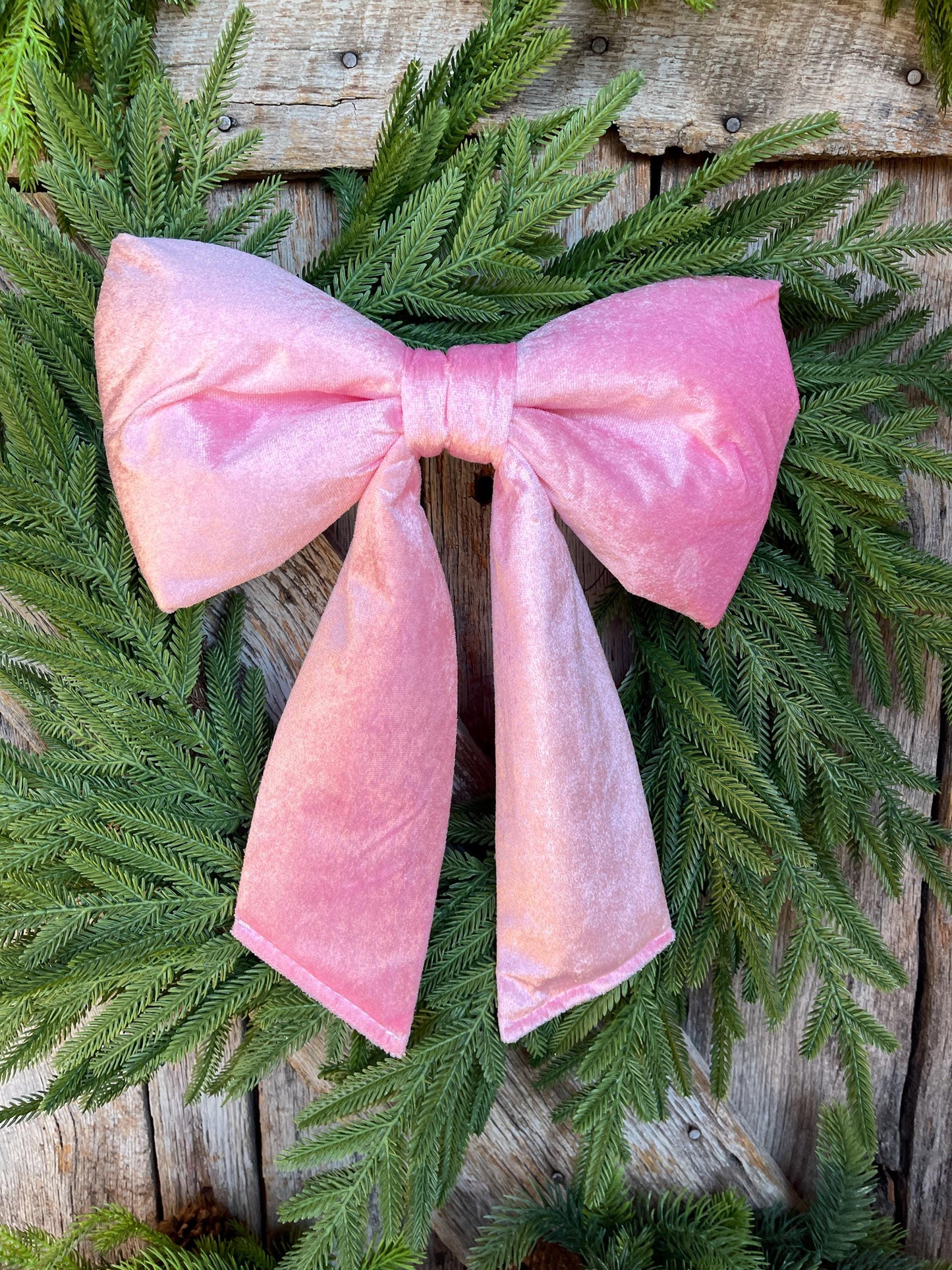 12" x 16" Pink Velvet Bow, Pink Christmas Bow, Velvet Bow