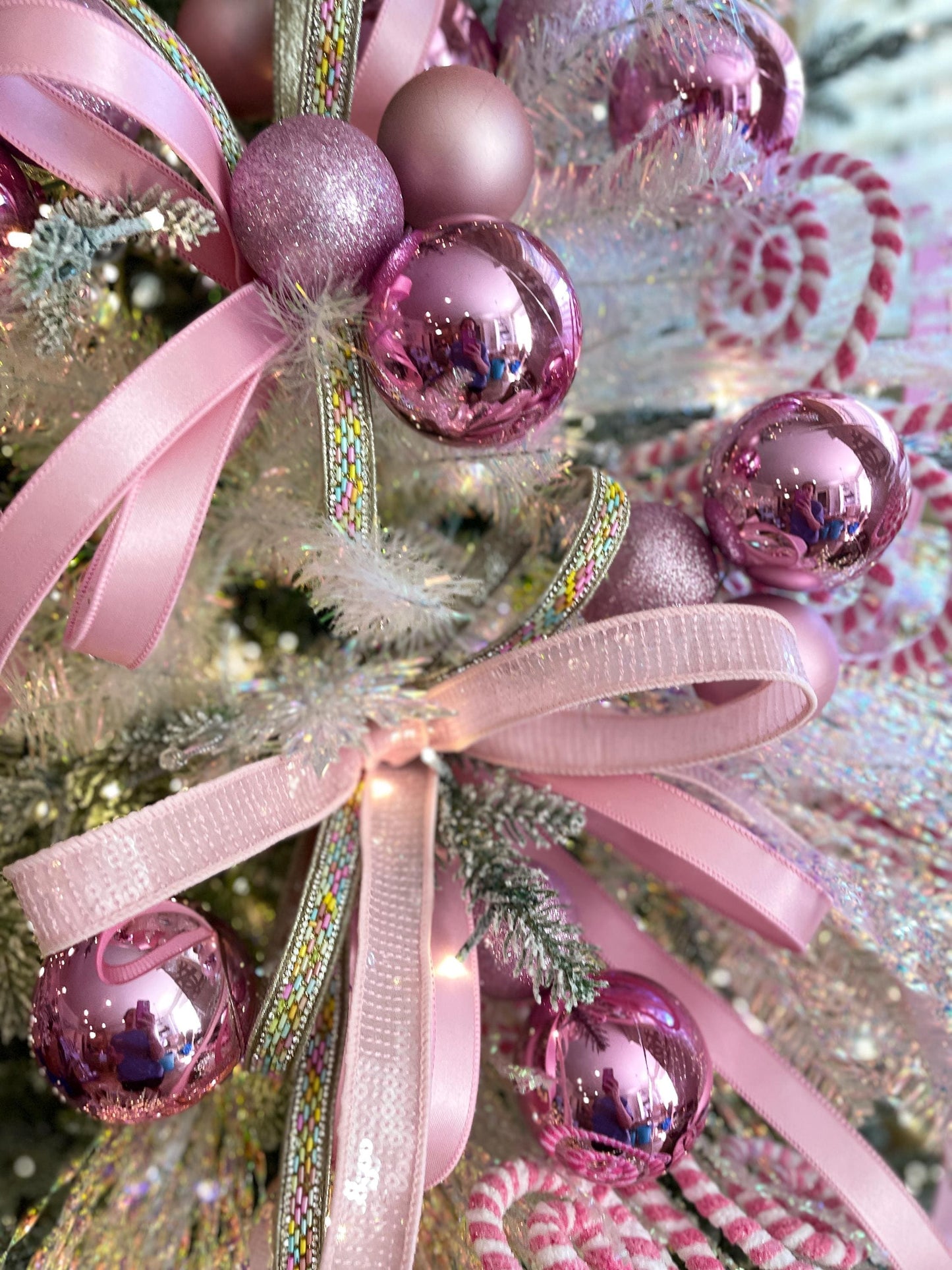1" Pink Sequin Ribbon, Wired Ribbon