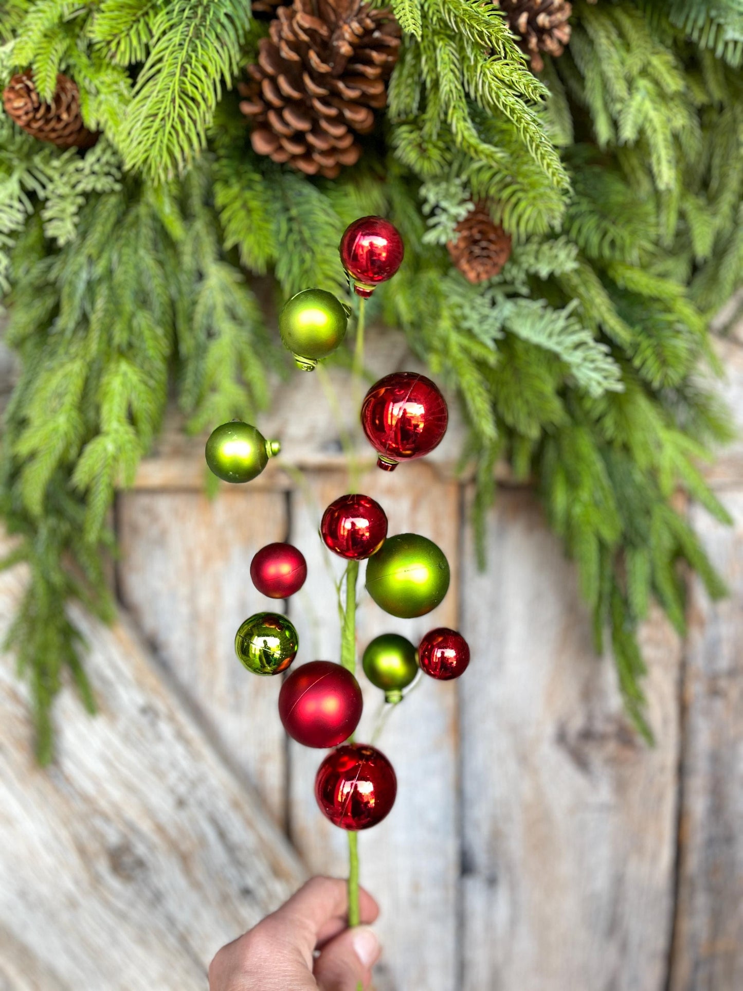 16" Ornament Ball Pick, Red Green Ball Pick, Ornament Pick