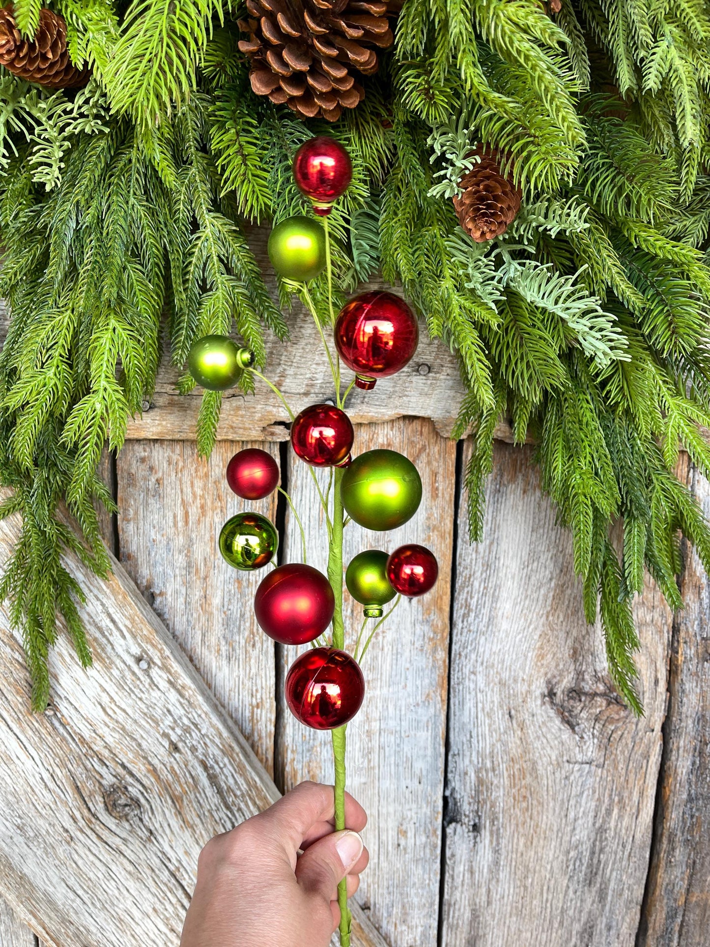 16" Ornament Ball Pick, Red Green Ball Pick, Ornament Pick