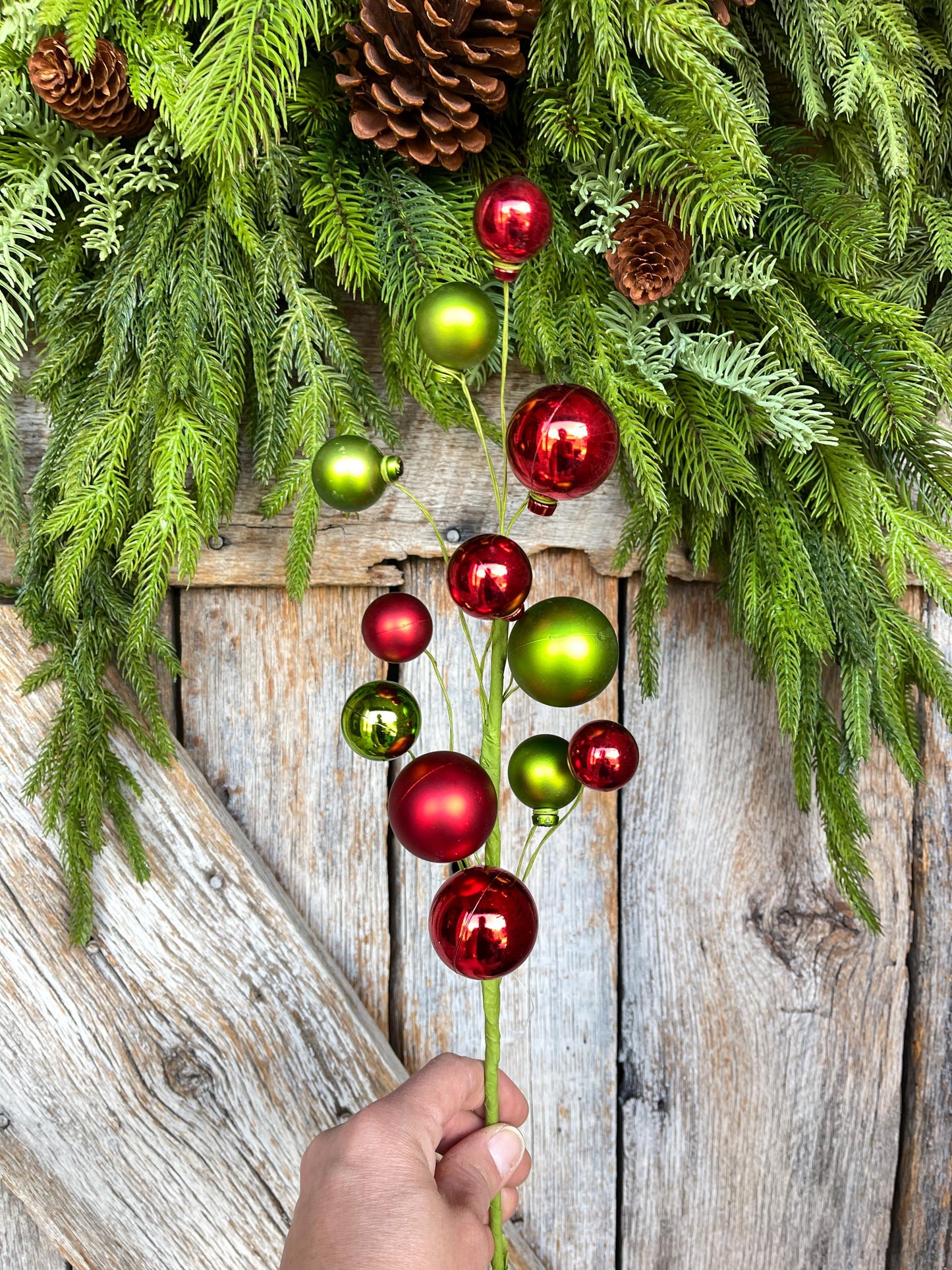 16" Ornament Ball Pick, Red Green Ball Pick, Ornament Pick