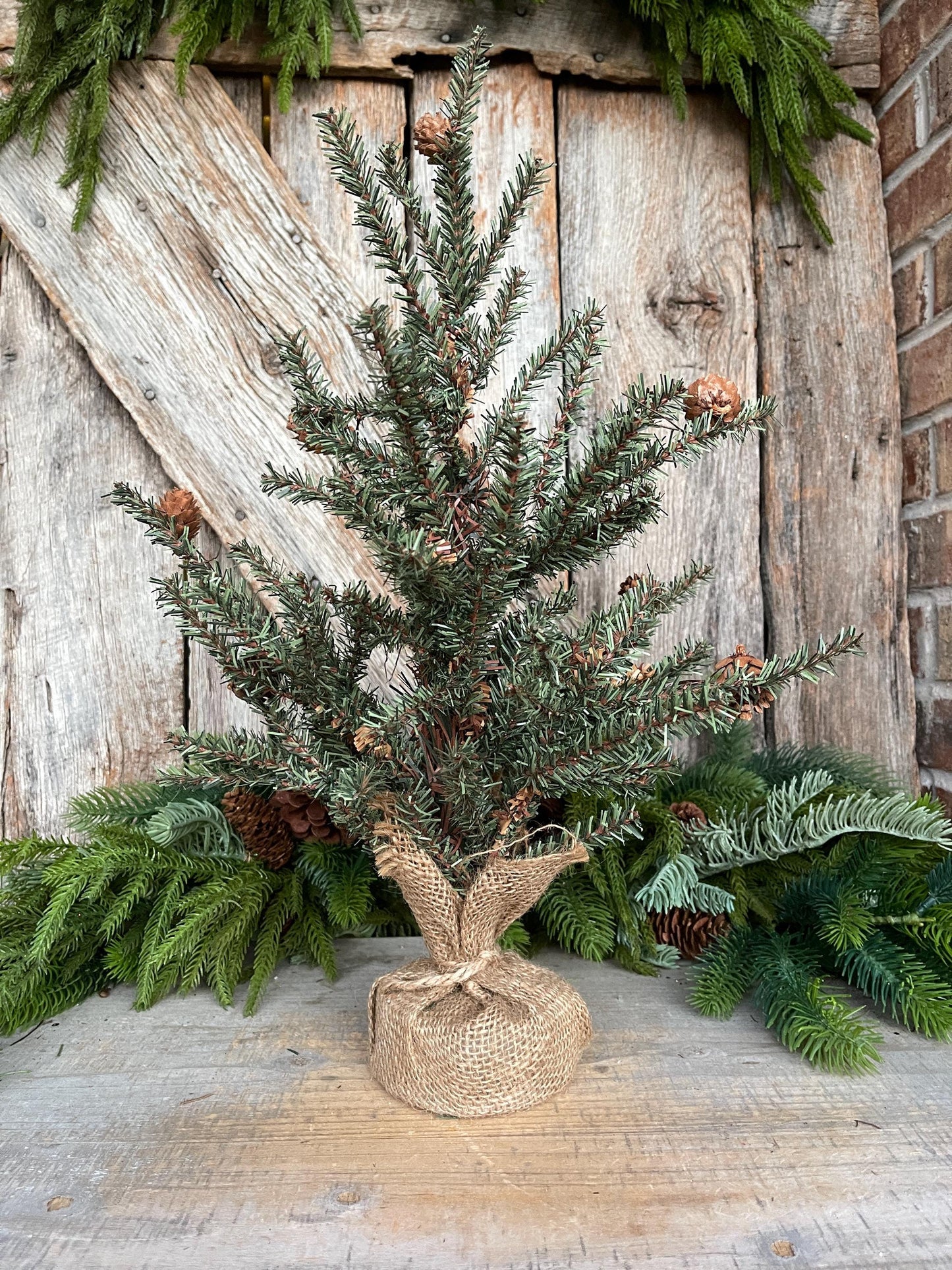 18" Tabletop Christmas Tree, Douglas Fir Seedling Tree, Artificial Tree