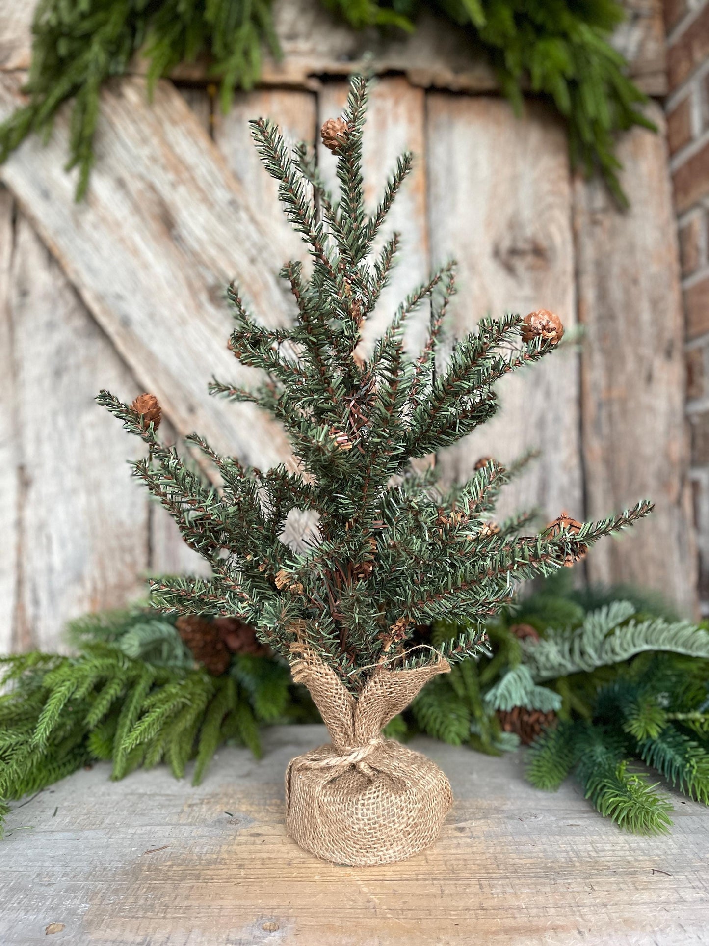 18" Tabletop Christmas Tree, Douglas Fir Seedling Tree, Artificial Tree