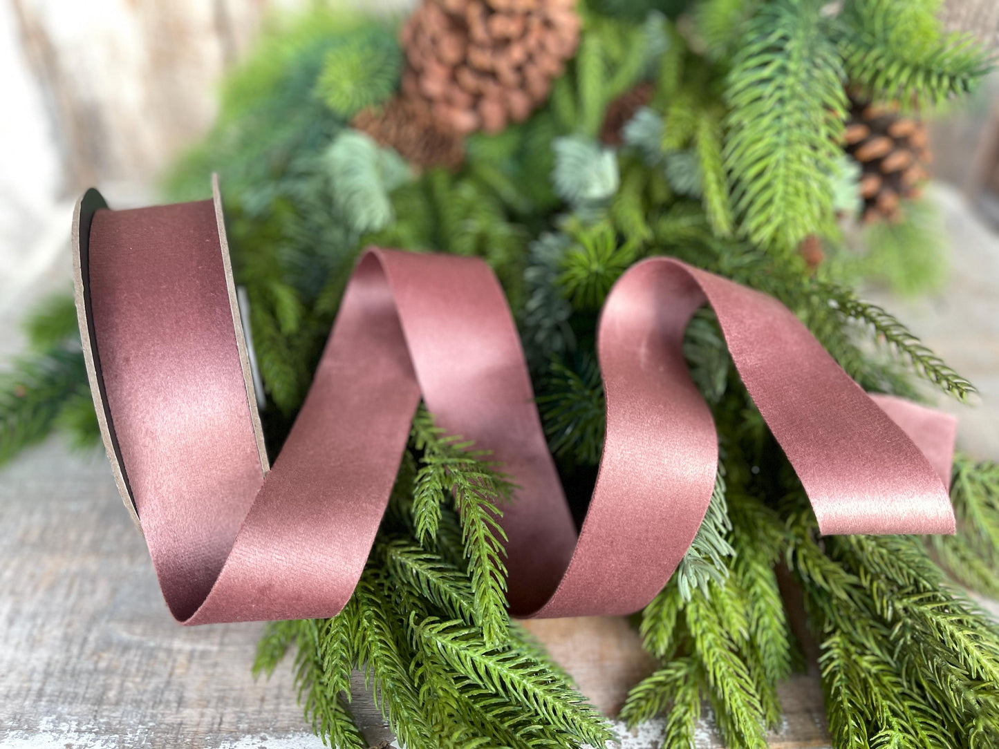 1.5" Pecan Brown Velvet, Double Faced Velvet Ribbon, Unwired Velvet Ribbon